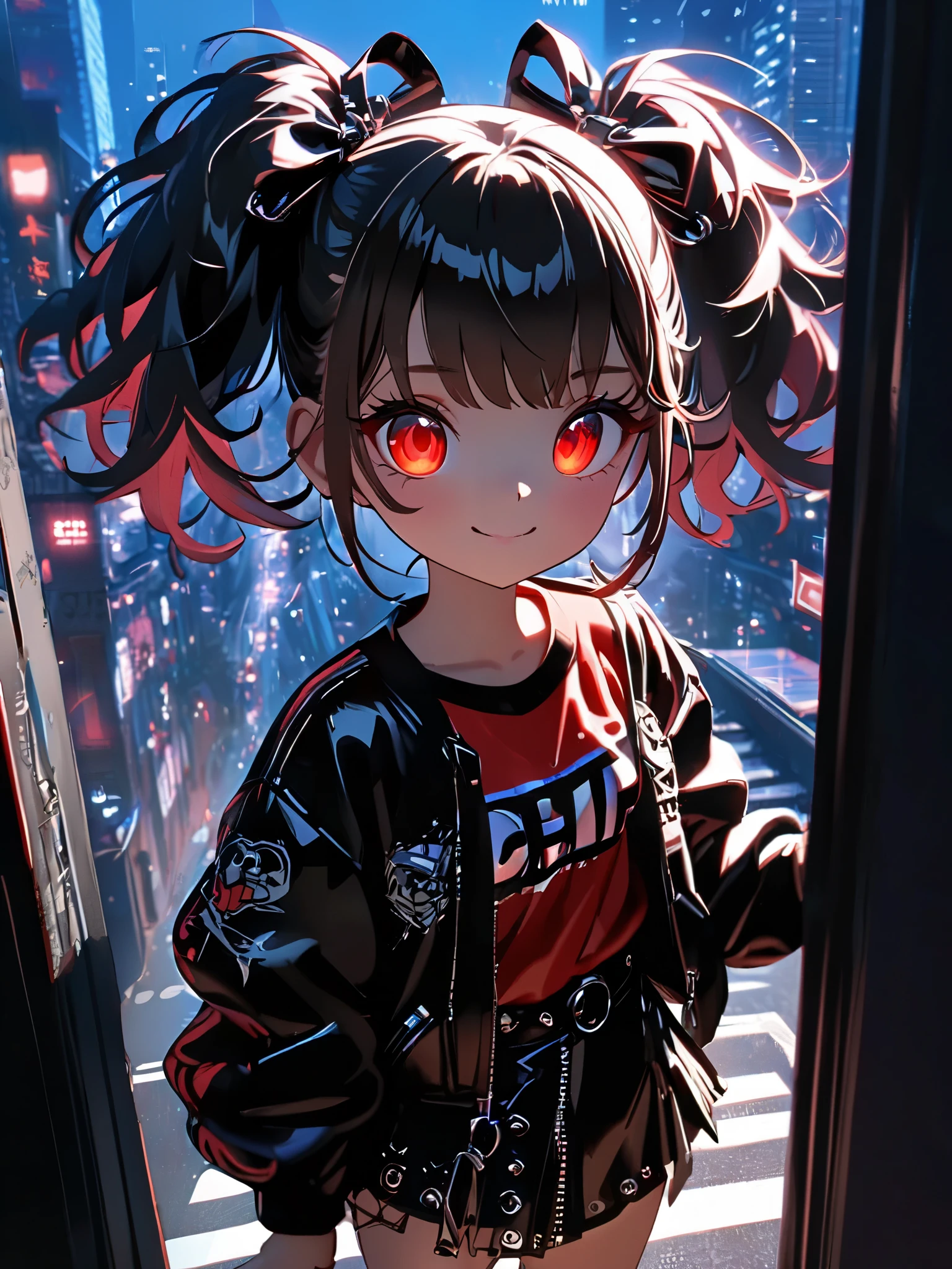 Anime girl with red eyes standing in front of a window - SeaArt AI