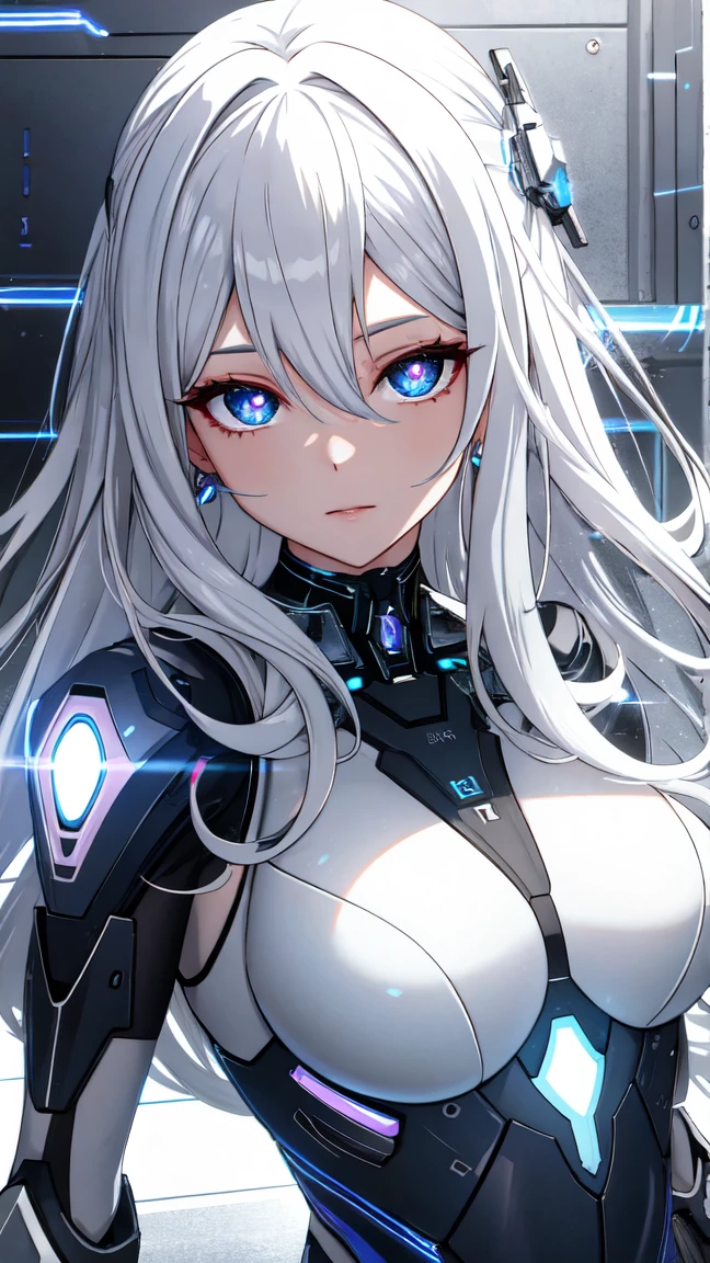 (pink eyed girl),(that reflect white light:1.1),(Clear Eyes Concept Art:1.2),(Shines like the reflection of light in a photo),(Super detailed:1.3),(eye reflection:1.2),(Spheres of many sizes fill the screen:1.4),(machine body:1.3),(Cyborg body:1.35),(android:1.3),(Sphere of light:1.25),(small breasts:1.25),
