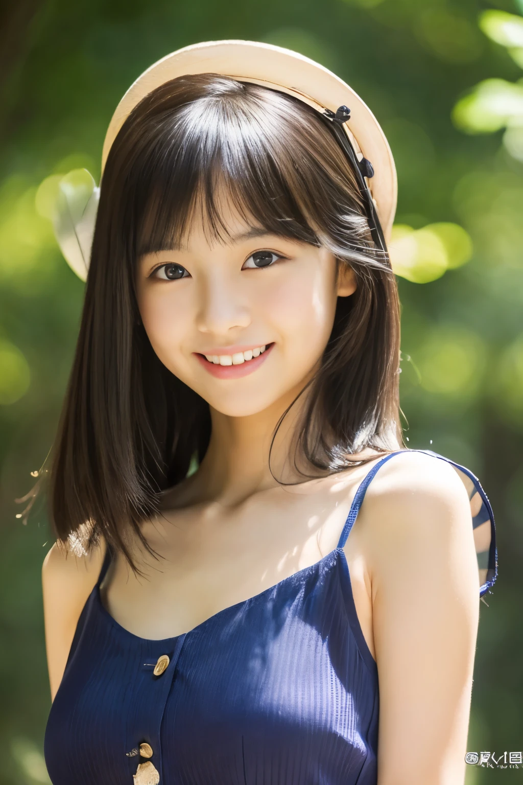 masutepiece, Best Quality, 8K, sixteen years old, Teen, Raw photo, absurderes, award winning portrait, ssmile, Solo, Idol face, violaceaess, gardeniass, Delicate girl, Upper body, Digital SLR, Looking at Viewer, Candid, Sophisticated, zora々Right, Thin arms, Professional Lighting, Film grain, chromatic abberation, (Eyes and faces with detailed:1.0), (Bokeh:1.1), Japanese high school girl、student clothes、in the bed room、Cute pajamas at summer, wet,