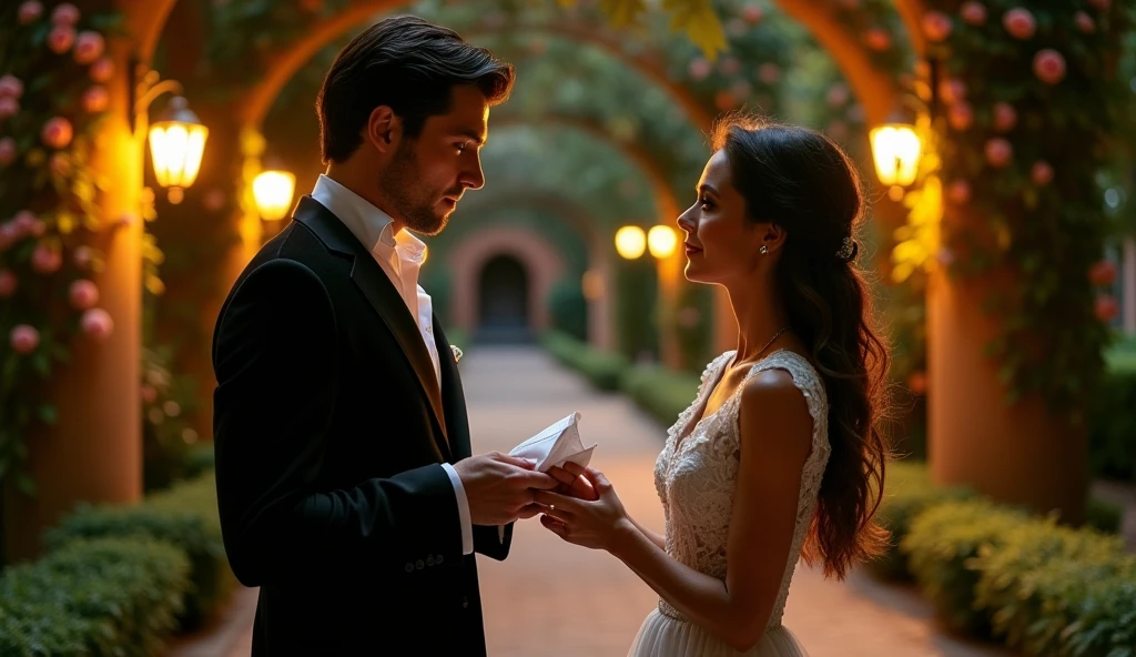 Create a super realistic image of a couple exchanging rings