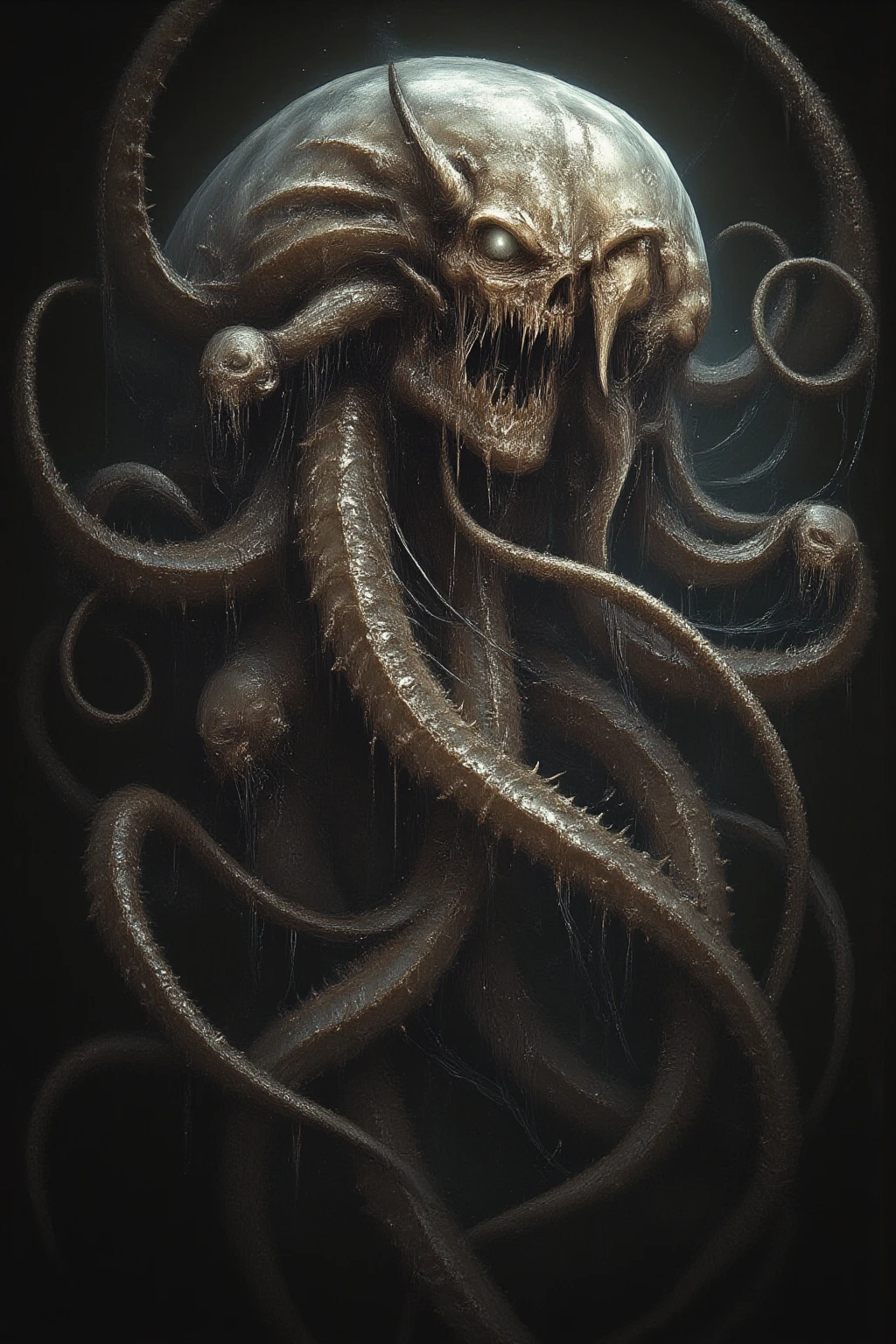 <lora:Alphonse Mucha Style:1.9> alphonse mucha style, ((Cthulhu)), rising from the deep, (black flowing tentacles), black smoke, darkness, BREAK
<lora:epoxy_skull-sdxl:0.04> epoxy_skull, pentagram, evil, (insanity), long sharp teeth, ((glowing golden eyes)), BREAK
<lora:ral-3dwvz-sdxl:0.4> ral-3dwvz, symmetrical, balanced, (black tendrils of smoke), fangs, (cosmic), deep underwater, BREAK
<lora:cursedimagessdxl:0.2> cursed image, ((photo-realistic)), 4k, extremely detailed, (laser prism spectrum gradient background lighting), purple, black, green, BREAK