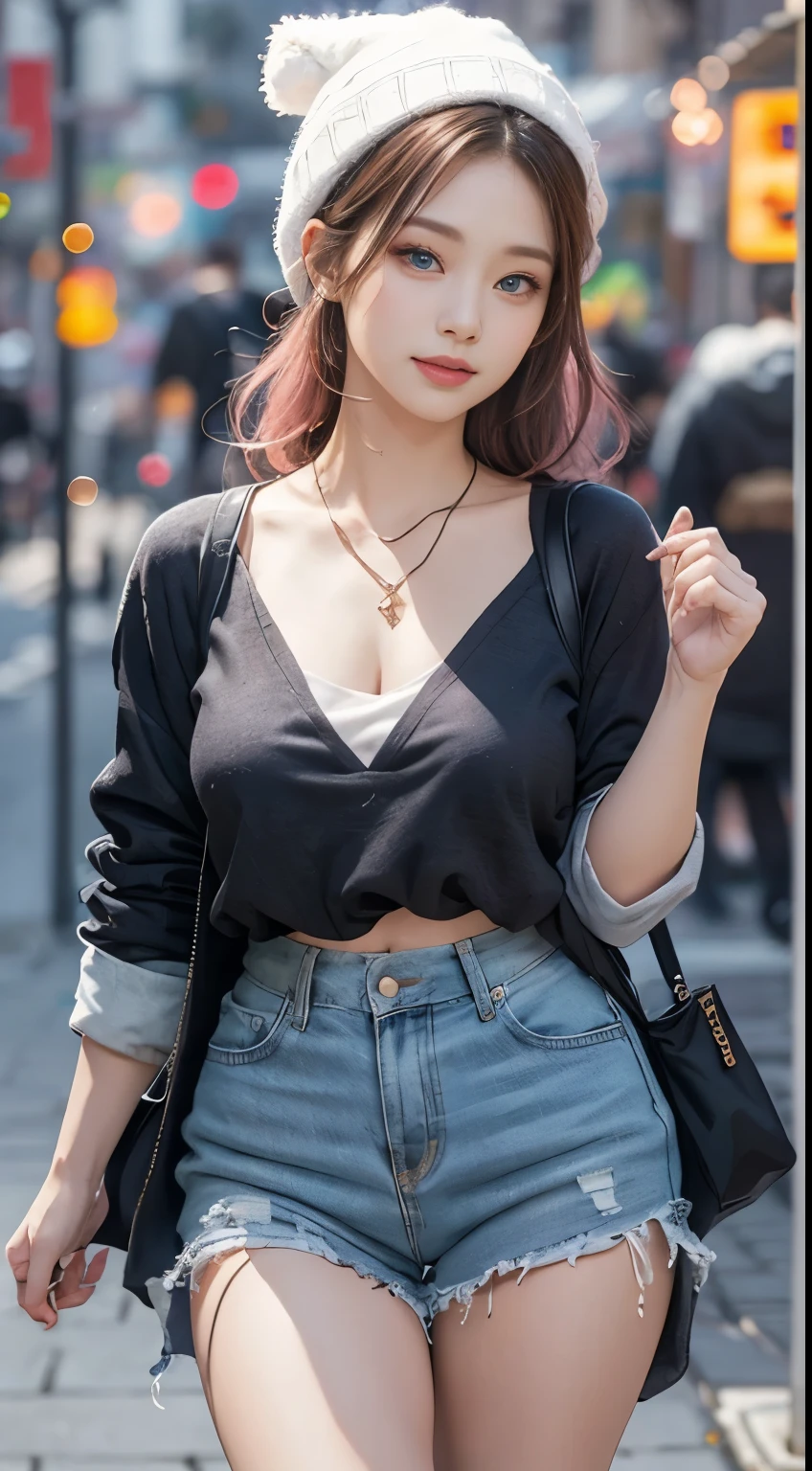 Best Quality Detail:1.2,  realisitic, 8K UHD, hight resolution, 1girl in:1.2, The ultra-detailliert, High quality textures, intricate detailes, detaileds, Very detailed CG, High quality shadows, Detail Beautiful delicate face, Detail Beautiful delicate eyes, depth of fields, Ray traching, masterpiece, best quality,ulzzang -6500-v1.1:0.6, pureerosface_v1,  Pretty korean Girl, Korean Urzan Face:1.1, milf, 28 year old woman,long neon dark red hair,shiny_skin,thin_waist,huge breasts,wearing a black oversize sweater and cargo pants, 4K 8K UHD Full Color RAW Photos, Fuji Film(Medium format:1.2), Hasselblad:1.2, Carl zeiss:1.1, Incredible dynamic range photography(UTIL_Art by Smoose-768:1.1), hight resolution, High pixel count, clear details, crisp image, Natural color reproduction, Noise Reduction, High fidelity, qulity, Software Improvements, Upscaling, Optimized algorithms, Pro-level retouching,crowd:1.1,depth of field,looking at viewer,random pose walking at the everest mountain background, dreamy vacation paradise,random pose,