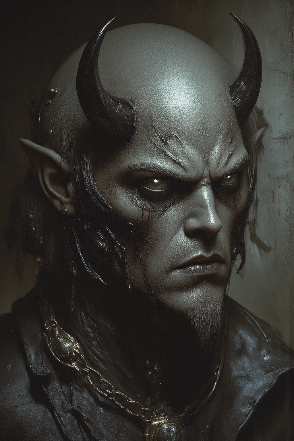 ( top quality, Ultra HD 8K , Photorealistic )( Random Poses:1.5)( random angle with 2 horns:1.5)、A certain country's heinous politician、He's a cruel