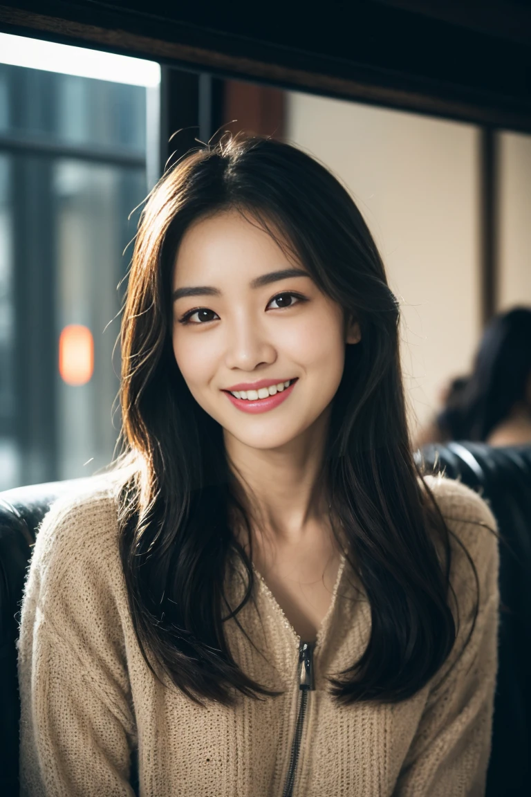 masterpiece,best quality,(Japanese ),((Beautiful girl)),cleavage,indoor,(perfect body beauty:1.2),(shy smile),beautiful teeth,