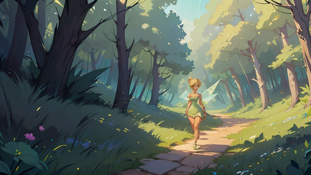Beautiful Elf, sexy, slim, beautiful breasts, big butt, running in the forest
