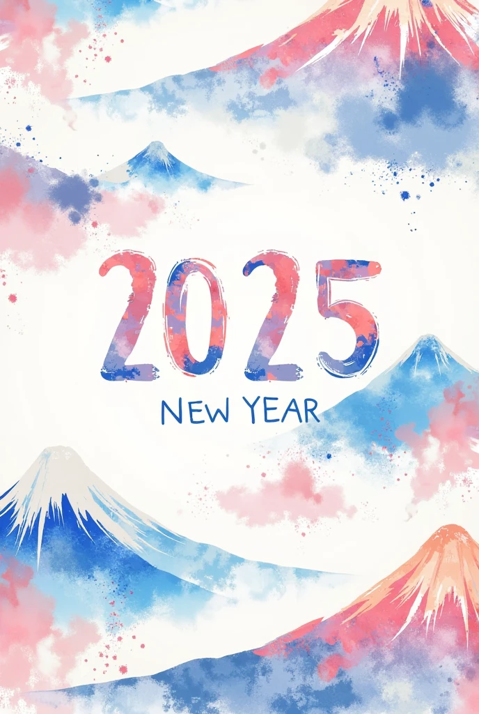 (masterpiece:1.2,EXCEPTIONAL QUALITY  ,Mirror Finish  ,  CINEMATIC EXPERIENCE  ,  best illustration:2.0),  ultra high definition ,  very detailed ,8k,16k, wallpaper,(  new year poster :2.0),(watercolor),( cute illustrations :2.0),("NEW YEAR 2025"Write the text of with a brush:2.0),( abstract and cute illustrations:2.0),( cute illustrations  of Mt. Fuji:2.0),(  minimalist:2.0),(  simple design  :2.0)