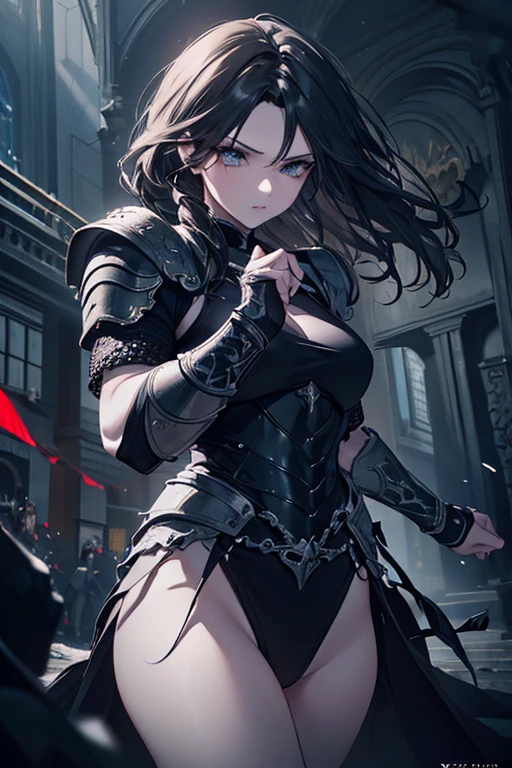 (((masterpiece, best quality, 8k)))A dark and cursed female game character,((perfect face)), wearing ornate black and gold armor, wielding a cursed blade, with dark vambraces and cursed boots, in a gloomy, atmospheric lighting,(((full body shot))), (best quality,4k,8k,highres,masterpiece:1.2),ultra-detailed,(realistic,photorealistic,photo-realistic:1.37),HDR,UHD,studio lighting,ultra-fine painting,sharp focus,physically-based rendering,extreme detail description,professional,vivid colors,bokeh,dark fantasy,concept art