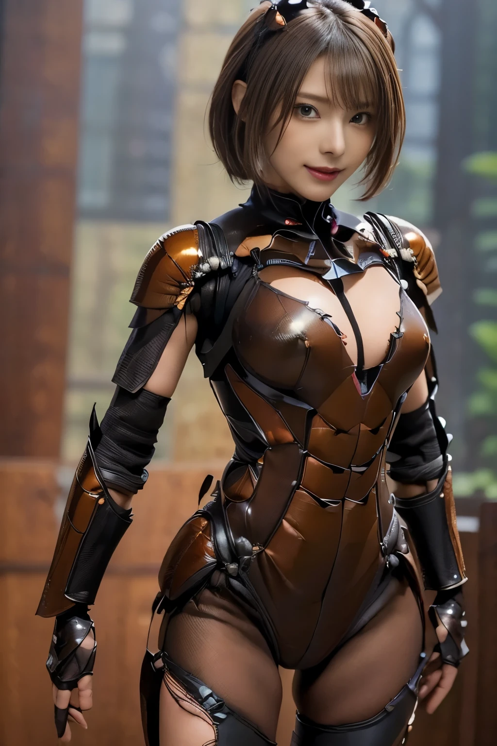 (high resolution,masterpiece,best quality,extremely detailed CG, anime, official art:1.4), realistic, photo, amazing fine details, all intricate, gloss and shiny,awesome many layers, 8k wall paper, 3d, sketch, kawaii, illustration,( solo:1.4), perfect female proportion,villainess, (fusion of dark brown cockroach and lady:1.4), (brown cockroach form lady:1.2), (brown cockroach lady:1.2), (fusion:1.2), (solo:1.4), (evil smile:1.2), muscular, abs, (cockroach brown exoskeleton bio insect suit:1.4), (cockroach brown exoskeleton bio insect armor:1.2), (brown transparency cockroach wing:1.4), (brown cockroach antennae:1.3),