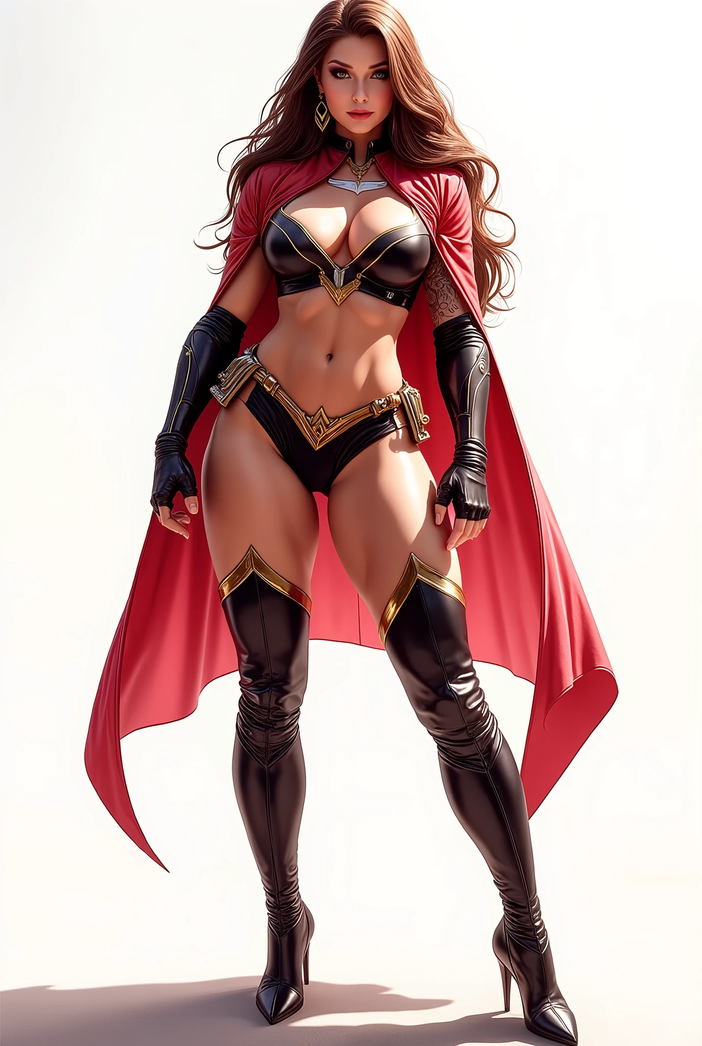 nsfw. Generate a scene inspired by the epic battle sequence from Avengers: Endgame. The setting is the middle of a ruined nyc war-torn urban warfare with rubble collapsed buildings and debris scattered around.
In the foreground, pornstar margot robbie as marvel comics scarlet witch wearing original comicbook classic costume design sexy scarlet red latex corset and latex micro-front-thong pussy-wedgie panties and pink tights, red cape (scarlet witch classic costume)
high heel boots
( use scarlet witch costume reference urls: https://i.pinimg.com/originals/b9/d1/83/b9d1836758e418b29617bfa0dc4edf31.jpg
https://cosplayers.acparadise.com/53187/53187-f5e74a72cc100ecef27cf125ad9c9ac5.jpg
https://images-wixmp-ed30a86b8c4ca887773594c2.wixmp.com/f/69a946b2-4e42-45ce-afac-63d16bfbe1fa/d5lymgl-25327665-fa69-447d-a9f1-e03fb9dcb1aa.jpg/v1/fill/w_730,h_1095,q_75,strp/scarlet_witch_recline_by_hollygloha-d5lymgl.jpg )
pornstar smoky eyes dark eyeliner, mascara, eyeshadow make up
ultra-tight high waist ultra-high-cut cameltoe panties showing her hips, pelvis and detailed cameltoe, smooth shaved pussy
red satin cape billowing in the wind
long black hair rimlight blowing billowing in the wind summons lightning, casting a powerful spell. The sky is dark and ominous, with flashes of lightning illuminating the scene. The scene is dynamic and intense, capturing the chaos and heroism of the battle.
, low-angle shot, wide-angle shot, handheld shot, dramatic angle, extreme angle shot, epic fantasy
scarlet red pussy strap bondage costume
mylatexbaby
latex-post.com
(red satin cape billowing in the wind)
deep detailed bald-pussy cameltoe,