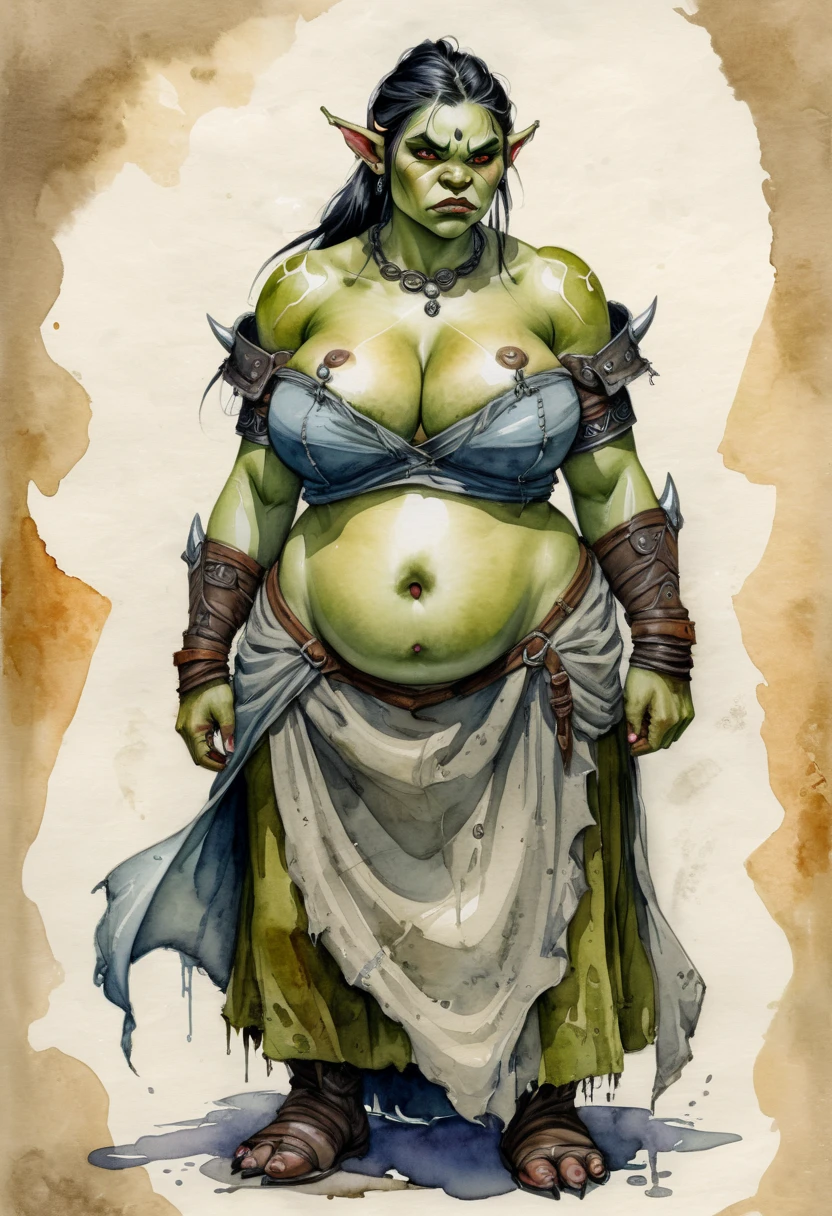 pregnant orc woman big belly heawy