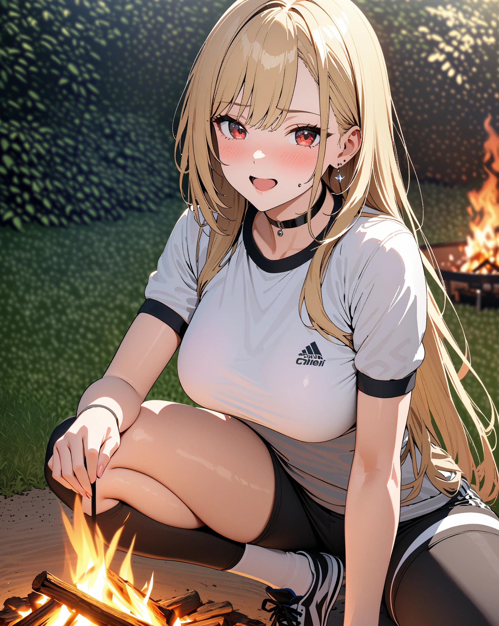 Muscle Sports Student，ember，only in panties，Kneeling on both knees，Spread your legs，Wear white socks on your feet，golden hair，A shy look，Sweat on the body。
