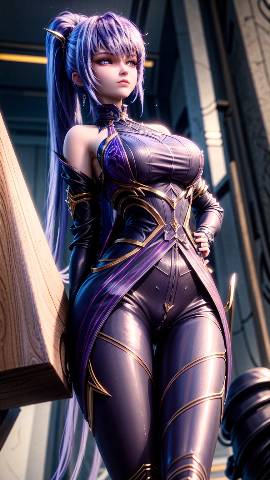 Arrogant and arrogant looks shows vanity, evil and arrogance , and Skinny waist, big hips and tighter dress
