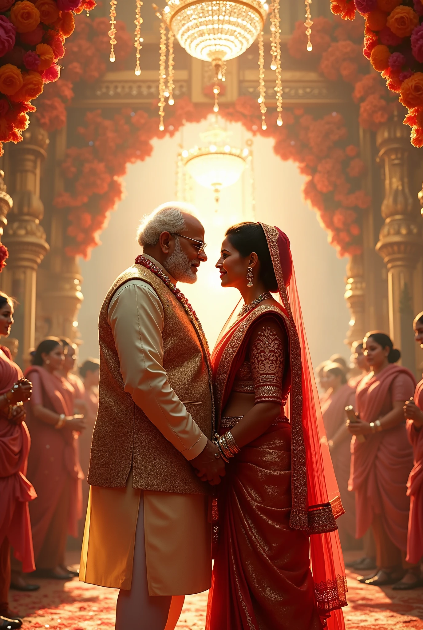 father with shirt and dhoti ( south Indian style)making bye to his bride( south Indian style) daughter. Groom (south Indian style)waiting with swift caroutside the marriage Hall