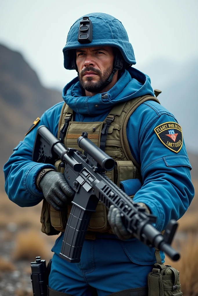 Realistic photography, closeup of male 35yo military special operations, brown hair, focus on eyes, 50 mm f/1.4, hdr masterpiece,dramatic lighting, epic, hair in wind, wearing leather , light snowing, post apocalyptic city, year 2590