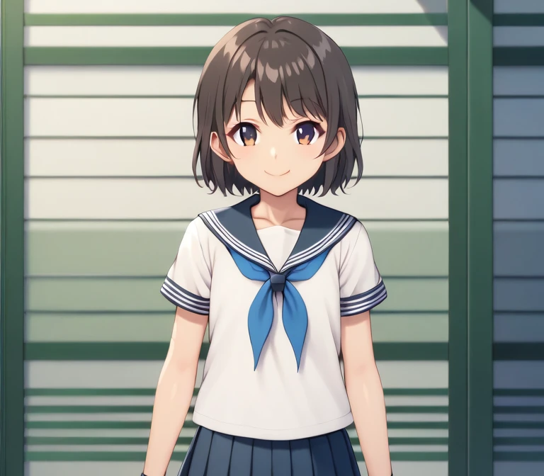 (masterpiece), best quality, expressive eyes, perfect face, school uniform, smile, neckerchief, outdoors, red neckerchief, bag, looking at viewer, blurry, upper body, serafuku, tree, sailor collar, long sleeves, white sailor collar, school bag, blurry background, black hair, closed mouth, shirt, depth of field, sunlight, sunset, pov, solo focus, grey shirt, harukachan, <lora:810acdd2-ae02-487d-950d-ee96ff33ca97:0.7>