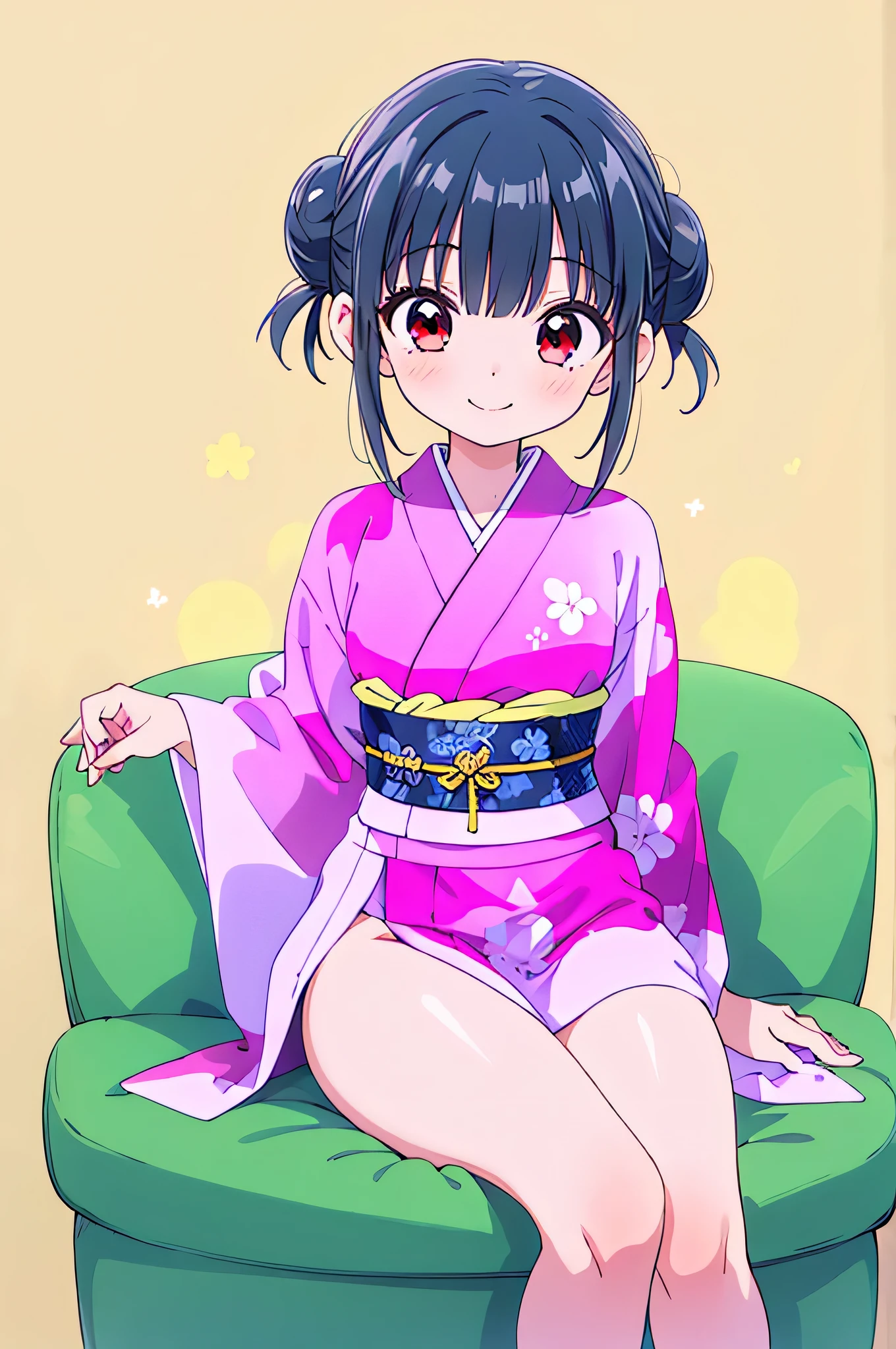 1 girl , Shiny Black Hair , long straight hair ,bun hair,
cheek bulge for intermediates,
red eyes,( Oblique eyes :1.1),( I have a big bruise under my left eye:0.8),
A perfect smile,
Sitting wearing a light pink kimono,
medium breasts ,
(:1.1),
Plain simple background,
top quality, High Definition , holding a whiteboard at chest height , masterpiece , brightly colored , Natural Look ,
Accurate, Anatomically Accurate,