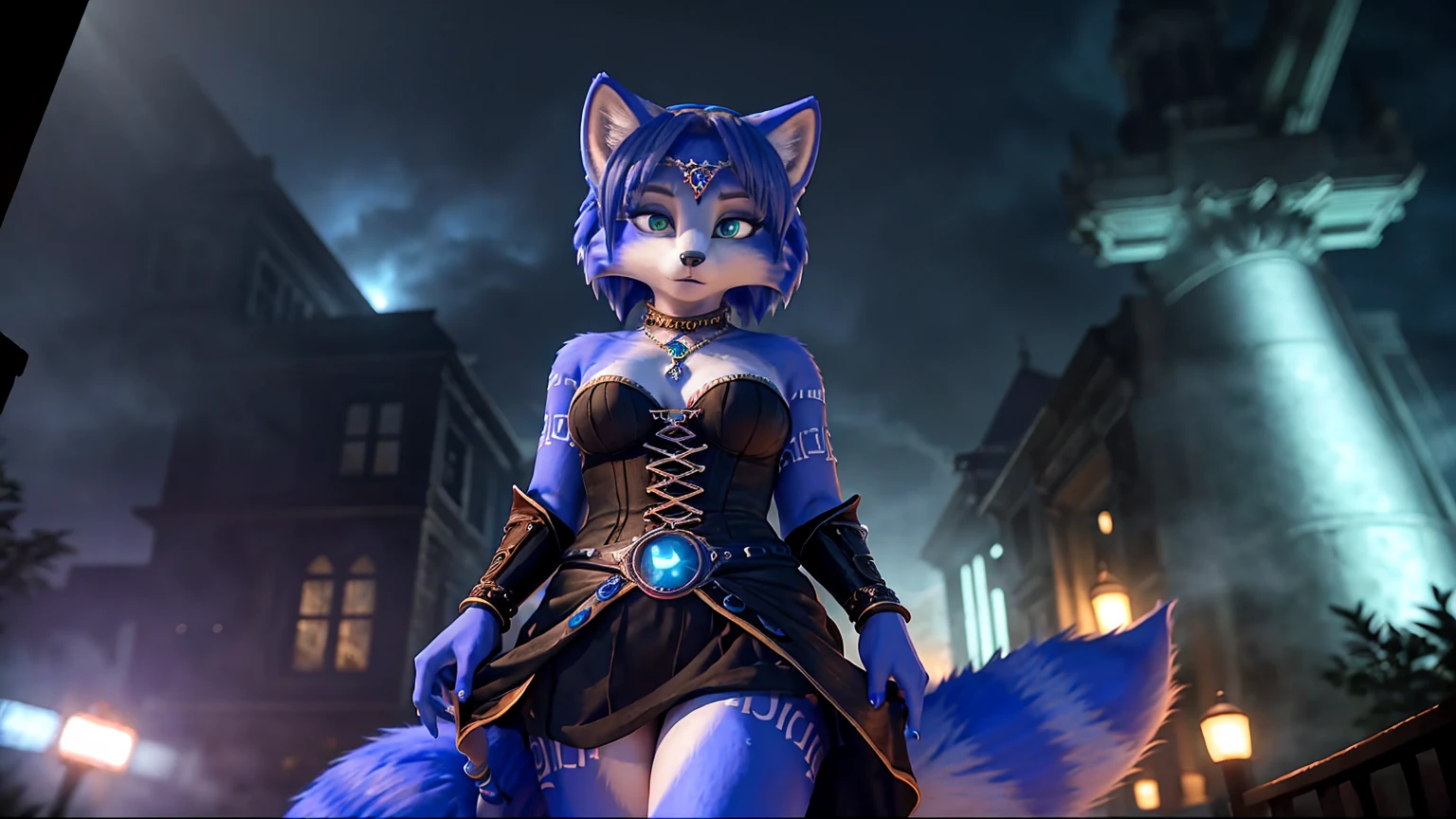 head portrait, looking at viewer, sexy, smile, parted lips, straight-on, front facing,
krystalodd, 1girl, furry female, furry, fox girl, fox tail, aqua eyes, blue hair, short hair, bangs, two tone fur, body fur, blue fur, white fur,
arm tattoo, circlet, red gemstone, gem, blue gemstone, neck ring, 
hands on hips, 
rose garden, volumetric lighting, realistic, blurred background, depth of field, sexy pose, seductive, flirting, sexy black lingerie, sexy black stockings, lingerie suspenders, sexy black lingerie, sexy black stockings, lingerie suspenders

