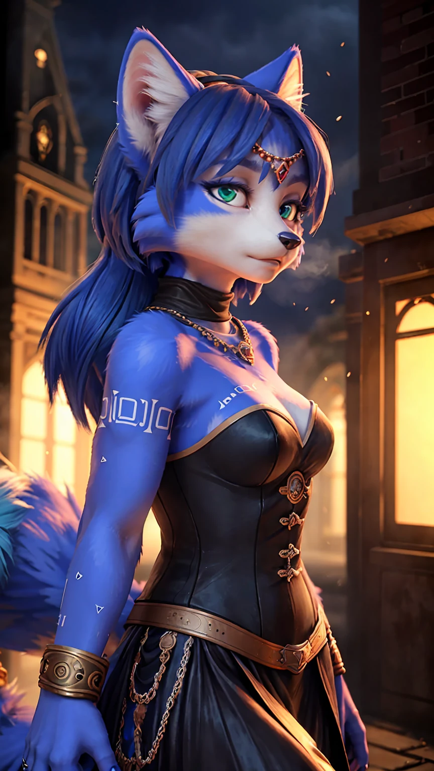 A beautiful and detailed (sweet portrait) wa ((Krystal)), Star Fox Krystal, sslim, lovable, green eyes, medium breasts, (((Long blue hair 1.3))), Decollete, anthro, furry, Uploaded E621, detailed fluffy fur, (wa Fluff-Kevlar, Bayard Wu, personalize me, Pino Daeni), detailed face, (fluffy), 1 girl, alone, sweet girl,