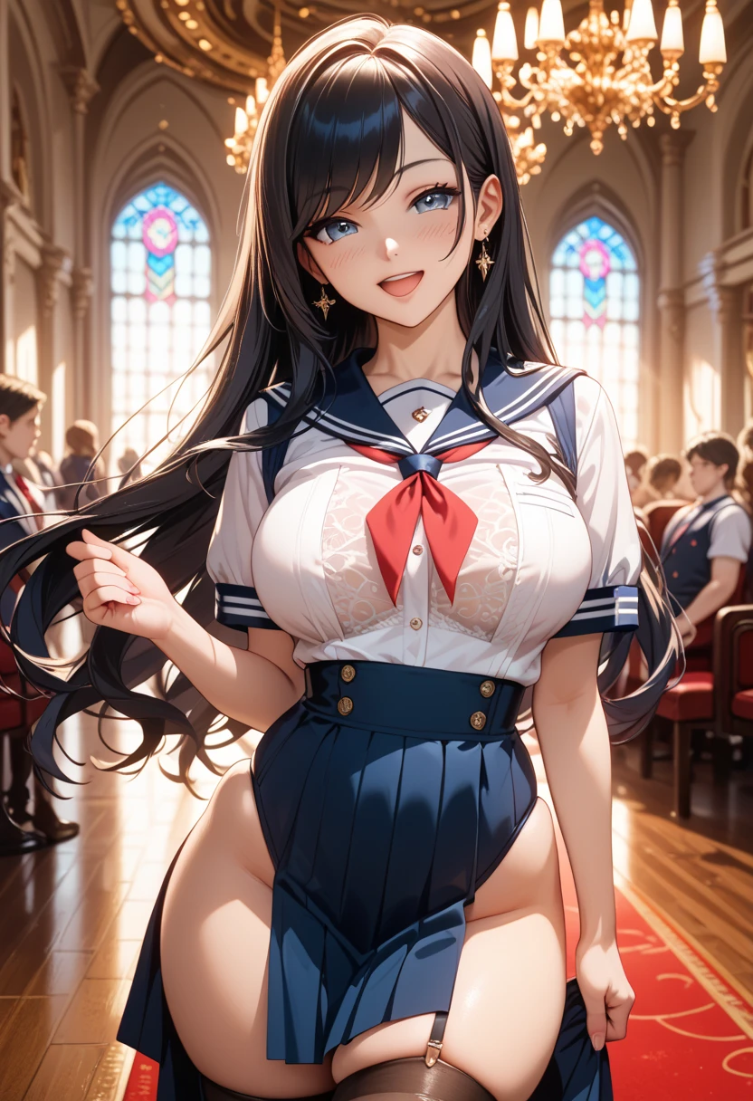 1womanl,Black hair,14years ,(()),Beautiful breasts,(((sexy white and blue shiny bunny suit)))(())(((Blushing cheeks、Smile with open mouth)),(((Satin Narico))),((( portlate))),Crowds,white and blue bunny suit,