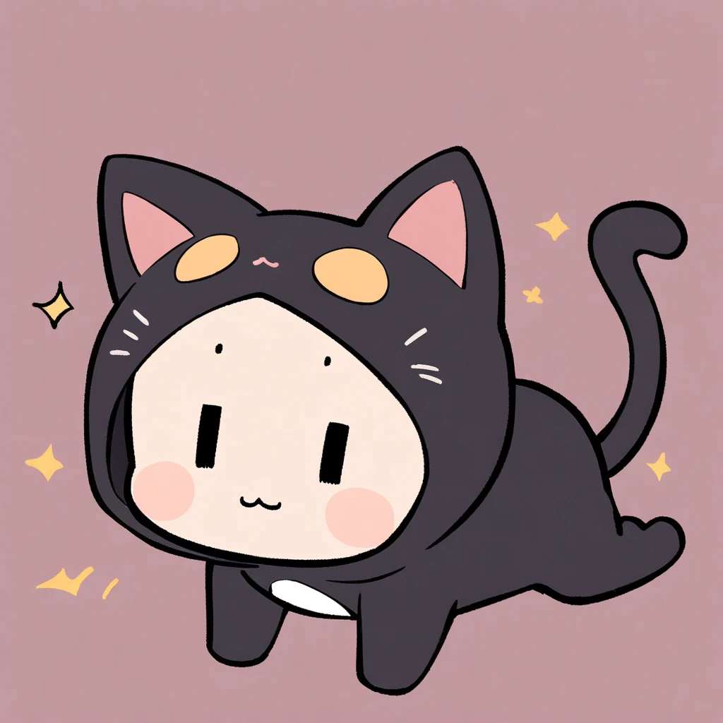 (|_|,:3:1.5), Chibi, girl , upper body, Cat Costume , motion lines