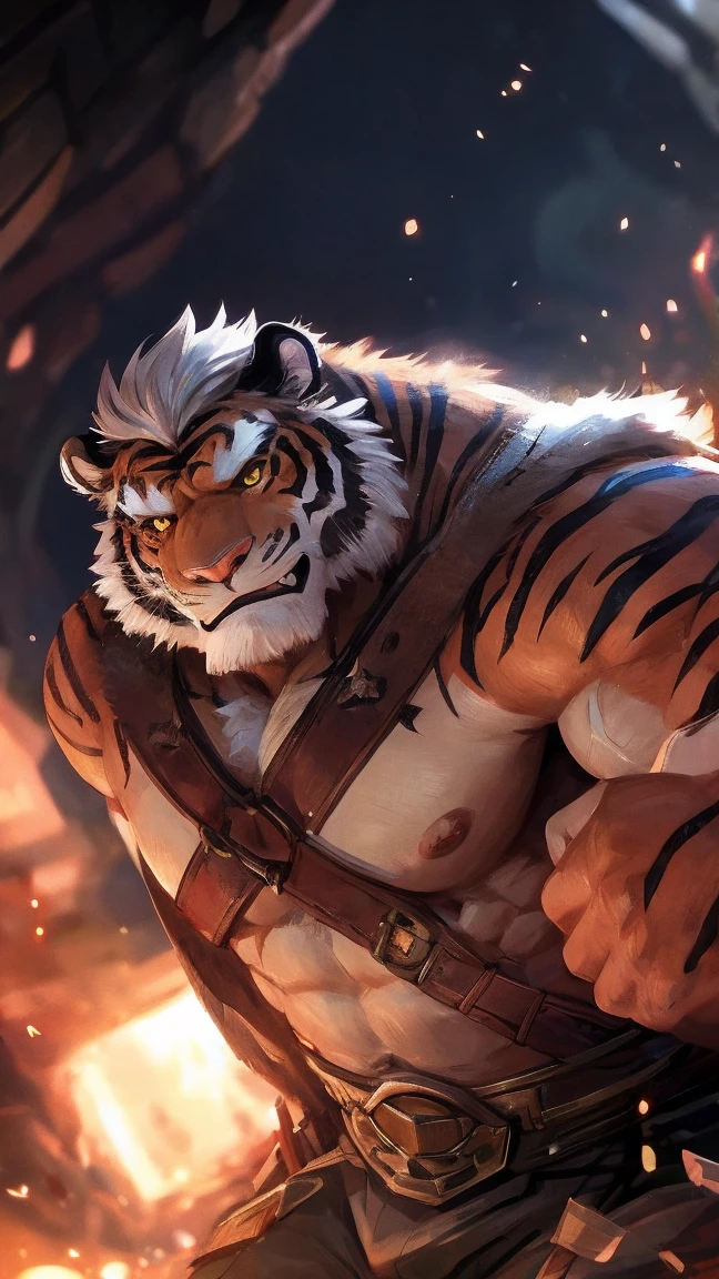 Male tiger man、Golden Mane、Completely naked、Huge penis silhouette、Huge scrotum silhouette、Very large amount of pubic hair、very large amount of axillary hair,、Red Bikini、Great smile、Side view、Great smile、Beach Background、Tropical Island、Beach、Hands touching the crotch、Hugely bulging crotch underwear、Pose lying on the sandy beach、Very wet body、Very massive abs、Very large muscles all over the body、Big green eyes、Sharp toenails,、Composition looking up from below、White, shiny teeth、Wide open mouth、Desert Island Background