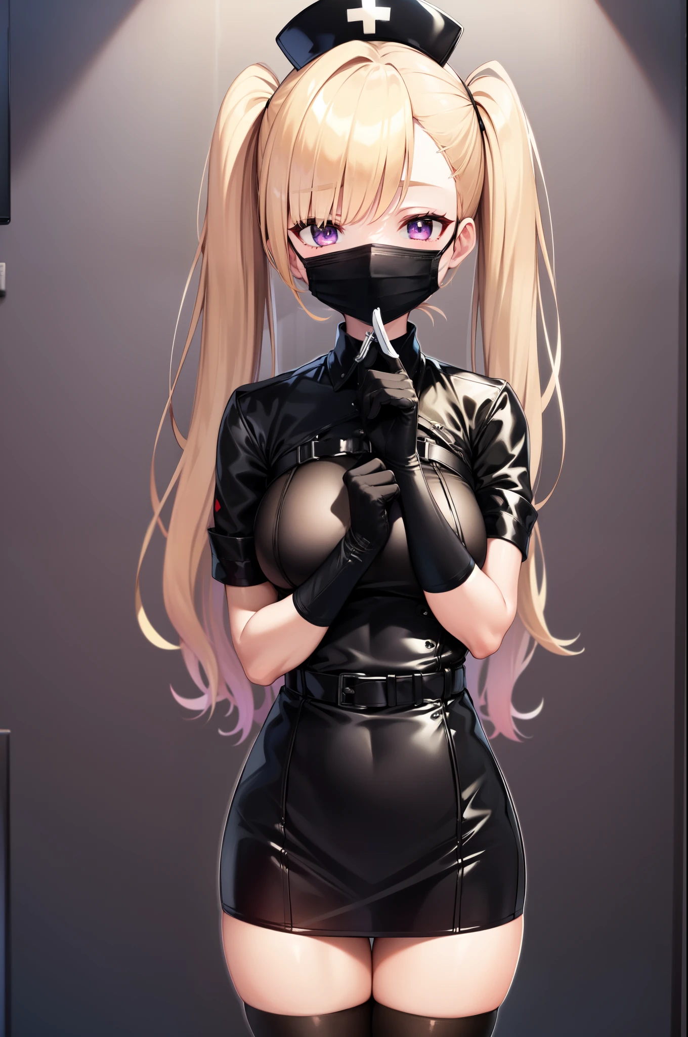 1girl, solo, closeup, bucklepanelgag,  beautiful woman, high quality, high detail, best quality, high res, standing, [[[mouthmask]]] <lora:Addon_BucklePanelGag2:0.7>   <lora:Outfit_BondageHarness:0.85> l3atherharness