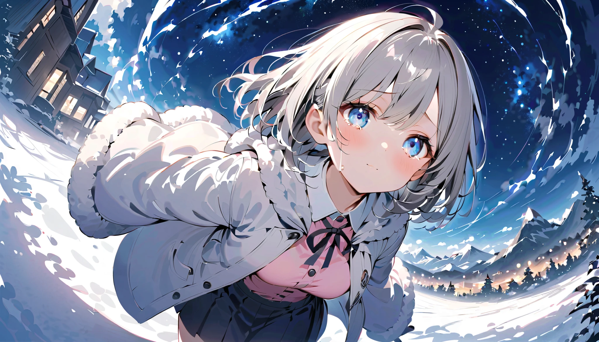 tearsを流す、cry、Cry、tearsを浮かべる、tears、溢れるtears、eyeを赤く晴らす、 red cheeks 、tears、大粒のtears、泣き腫らしたeye、tearsのeye、tearsをこぼす、溢れるtears、tearsを流す、cry、Cry、tearsを浮かべる、tears、溢れるtears、eyeを赤く晴らす、 red cheeks 、tears、大粒のtears、泣き腫らしたeye、tearsのeye、tearsをこぼす、溢れるtears、tearsを流す、cry、Cry、tearsを浮かべる、tears、溢れるtears、eyeを赤く晴らす、 red cheeks 、tears、大粒のtears、泣き腫らしたeye、tearsのeye、tearsをこぼす、溢れるtears、night、暗いnight、night中、、 Dark Atmosphere 、night中の暗さ、 Darkness、 Darknessで光る街灯、ベンチから見る starry sky 、 Darkness、ベンチに座って looks up at the 空、 back view、満点の starry sky 、 backlit、Snow trails 、 Profile gazing into the distance 、 満点の starry sky 、 fisheye lens、 snowy winter cityscape 、 . starry sky を looks up at the . backlit、 Rear View 、 rear view、Backwards、 snowy white road 、 white snow road 、 gloves、 muffler 、 White Breath、 starry sky 、、 Lift Your Face 、 knight の冬街、 Illuminations、 amazing light、 knight 、 thick boa coat 、 long coat and 、 muffler 、、 wear a thick coat 、 Sing in the Winter Sky 、snowy town、asymmetry bangs, swept bangs.,extends hands、 、{{{masterpiece}}}, {{{ top quality}}}, {{ more details }}, {beautiful detailed eye}, 1 girl ,Alone, (( gray hair)),(bangs), Angle from above、 looks up at the , girl ,Midea,eye、 dynamic angle with blue lightning 、Long gray hair、 pink hair 、Alone、 medium hair with double swords 、白い medium hair with double swords 、 long hair、 bob hair、 } white collar long sleeve pink shirt {x} 肩くらいまで伸びる gray hair 、 pink hair with pink tips 、 medium hair with double swords ー、 hair inner color is pink 、 hair down shoulders 、 pretty girl 、Detailed eye、Anime、 Shirogane Noel、 black skirt、 hair down shoulders 、Alone、 1 girl 、E art style 、 The light shines 、Beautiful Shadows、Alone、