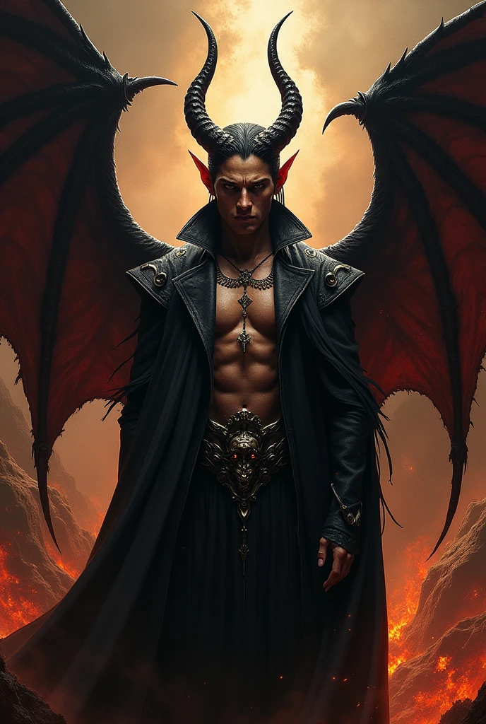Demon with inverted crosses in his hands
