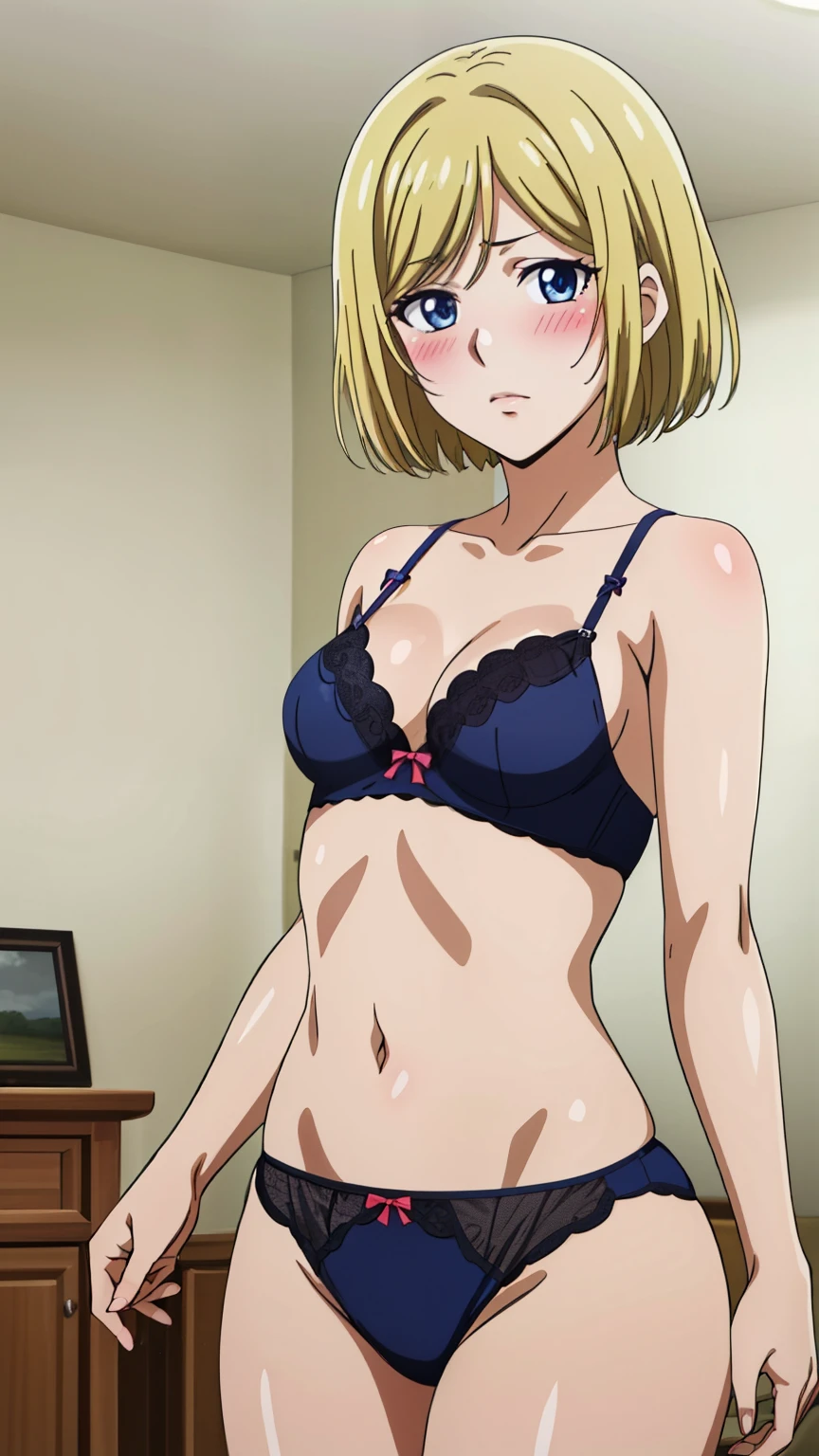 ((((masterpiece、Highest quality、High resolution)、anime:1.2)))、Blonde Hair、Big breasted beautiful、(Dynamic pose)、looking at the camera、(Beautiful detailed face、Beautiful big eyes)、((One beautiful person))、Good sensitivity、((Sexy pose))、((Embarrassed face))、Red cheeks、She has a prominent canine tooth that sticks out when she opens her mouth.、Spread your legs、(((High resolutionフルヌード、High quality hairless crotch、High quality nipples)))、Masturbate on the bed in the bedroom、Wet your pussy with love juice and feel pleasure、(((Bitchy look)))