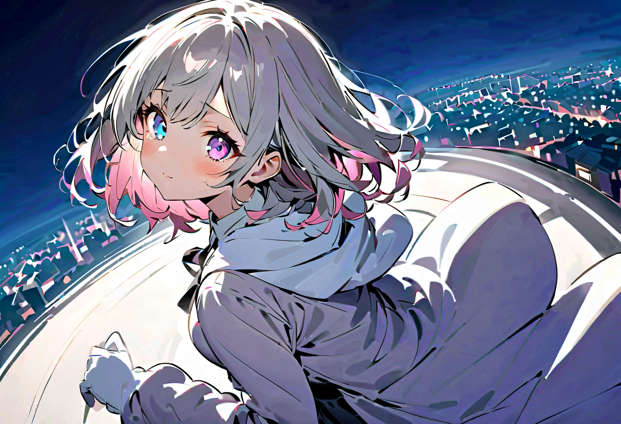 tearsを流す、cry、Cry、tearsを浮かべる、tears、溢れるtears、eyeを赤く晴らす、 red cheeks 、tears、大粒のtears、泣き腫らしたeye、tearsのeye、tearsをこぼす、溢れるtears、tearsを流す、cry、Cry、tearsを浮かべる、tears、溢れるtears、eyeを赤く晴らす、 red cheeks 、tears、大粒のtears、泣き腫らしたeye、tearsのeye、tearsをこぼす、溢れるtears、tearsを流す、cry、Cry、tearsを浮かべる、tears、溢れるtears、eyeを赤く晴らす、 red cheeks 、tears、大粒のtears、泣き腫らしたeye、tearsのeye、tearsをこぼす、溢れるtears、night、暗いnight、night中、、 Dark Atmosphere 、night中の暗さ、 Darkness、 Darknessで光る街灯、ベンチから見る starry sky 、 Darkness、ベンチに座って looks up at the 空、 back view、満点の starry sky 、 backlit、Snow trails 、 Profile gazing into the distance 、 満点の starry sky 、 fisheye lens、 snowy winter cityscape 、 . starry sky  を  looks up at the  . backlit、 Rear View 、  rear view、Backwards、  snowy white road  、  white snow road  、  gloves、  muffler  、  White Breath、  starry sky  、、 Lift Your Face 、 knight の冬街、 Illuminations、  amazing light、 knight 、  thick boa coat  、  long coat and  、  muffler  、、  wear a thick coat  、 Sing in the Winter Sky 、snowy town、asymmetry bangs, swept bangs.,extends hands、 、{{{masterpiece}}}, {{{ top quality}}}, {{  more details }}, {beautiful detailed eye}, 1  girl  ,Alone, ((  gray hair)),(bangs), Angle from above、  looks up at the  ,  girl  ,Midea,eye、  dynamic angle with blue lightning 、Long  gray hair、  pink hair 、Alone、  medium hair with double swords 、白い  medium hair with double swords 、  long hair、  bob hair、 }  white collar long sleeve pink shirt {x} 肩くらいまで伸びる  gray hair 、  pink hair with pink tips 、  medium hair with double swords ー、  hair inner color is pink  、  hair down shoulders  、 pretty  girl  、Detailed eye、Anime、  Shirogane Noel、 black skirt、  hair down shoulders  、Alone、 1  girl  、E art style 、 The light shines 、Beautiful Shadows、Alone、
