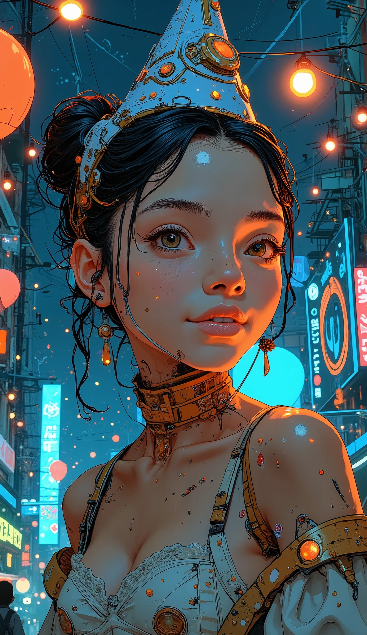 ((new year poster:1.5)), a vibrant new year celebration, 1girl, smiling, happy expression, confetti, balloons, sparklers, colorful lights, fireworks in the background, champagne glass, party hat, gold and silver accents, (best quality,4k,8k,highres,masterpiece:1.2),ultra-detailed,(realistic,photorealistic,photo-realistic:1.37),intricate details,cinematic lighting,warm color tones,vibrant colors