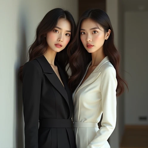 （（best qualtiy，realisticlying，8K HD，tmasterpiece：1.3）），focal：1.5，perfect bodies：1.3，（Short ponytail straight hair，Vertically smooth hair，A detailed:1.3）），（（wetclothes：1.1），White high-end brand fashion suit suit:1.3，（detailed outfits:1.3），（delicate stiletto heels crystal band sandals，high high quality：1.2））， Highly Detailed Face and Skin Textur， Fine Eye，二重まぶた，realistic pupil，skin lightening，Beautiful face，Swollen eyes，Healing is a smile，（female focus，Waist focus，close focus，hdr shot，20yr old，Raised breasts，no-bra，the areola is visible，With a petite figure，Slim:1.3，slenderlegs:1.3，beautiful night scene，Luxury office，floor to ceiling window，Long table，Double bed，Cocked buttocks:0.6，Playful and coquettish beautiful pose（full bodyesbian：1.8））