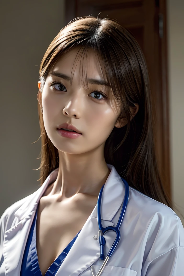 (8K、Raw-Photo、Top  Quality、Masterpiece:1.2)、extremely highly detailed、超High Resolution A、High-detail RAW color photos、professional photoshooting、delicate detail、Beautiful woman with very detailed details、extra detailed face、very detail eyes、highlydetailed skin、extremely detailed fingers、extremely detailed nose、highly detail mouth、perfect anatomia、Adult babes、 1girll、Sports、uniform、tits huge、Looking at the camera,lying in a hospital bed，Pure white nurse uniform，eyes closed，Can't breathe，Orgasm，Orgasm，It's almost gone，Go to，Blushlush，trembling，I can't stand it，Muscle stiffness，Ecstatic, climax,zenith,moaning,Sweaty