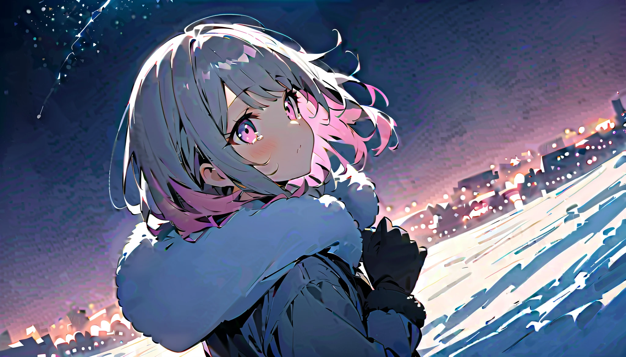 tearsを流す、cry、Cry、tearsを浮かべる、tears、溢れるtears、eyeを赤く晴らす、 red cheeks 、tears、大粒のtears、泣き腫らしたeye、tearsのeye、tearsをこぼす、溢れるtears、tearsを流す、cry、Cry、tearsを浮かべる、tears、溢れるtears、eyeを赤く晴らす、 red cheeks 、tears、大粒のtears、泣き腫らしたeye、tearsのeye、tearsをこぼす、溢れるtears、tearsを流す、cry、Cry、tearsを浮かべる、tears、溢れるtears、eyeを赤く晴らす、 red cheeks 、tears、大粒のtears、泣き腫らしたeye、tearsのeye、tearsをこぼす、溢れるtears、night、暗いnight、night中、、 Dark Atmosphere 、night中の暗さ、 Darkness、 Darknessで光る街灯、ベンチから見る starry sky 、 Darkness、ベンチに座って looks up at the 空、 back view、満点の starry sky 、 backlit、Snow trails 、 Profile gazing into the distance 、 満点の starry sky 、 fisheye lens、 snowy winter cityscape 、 . starry sky を looks up at the . backlit、 Rear View 、 rear view、Backwards、 snowy white road 、 white snow road 、 gloves、 muffler 、 White Breath、 starry sky 、、 Lift Your Face 、 Darkness、nightの冬街、 Illuminations、 amazing light、night、 thick boa coat 、 long coat and 、 muffler 、Pink hair tips、 wear a thick coat 、 Sing in the Winter Sky 、snowy town、asymmetry bangs, swept bangs.,extends hands、 、{{{masterpiece}}}, {{{ top quality}}}, {{ more details }}, {beautiful detailed eye}, 1 girl ,Alone, (( gray hair)),(bangs), Angle from above、 looks up at the , girl ,Midea,eye、 dynamic angle with blue lightning 、Long gray hair、 pink hair 、Alone、 medium hair with double swords 、白い medium hair with double swords 、 long hair、 bob hair、 } white collar long sleeve pink shirt {x} 肩くらいまで伸びる gray hair 、 pink hair with pink tips 、 medium hair with double swords ー、 hair inner color is pink 、 hair down shoulders 、 pretty girl 、Detailed eye、Anime、 Shirogane Noel、 black skirt、 hair down shoulders 、Alone、 1 girl 、E art style 、 The light shines 、Beautiful Shadows、Alone、