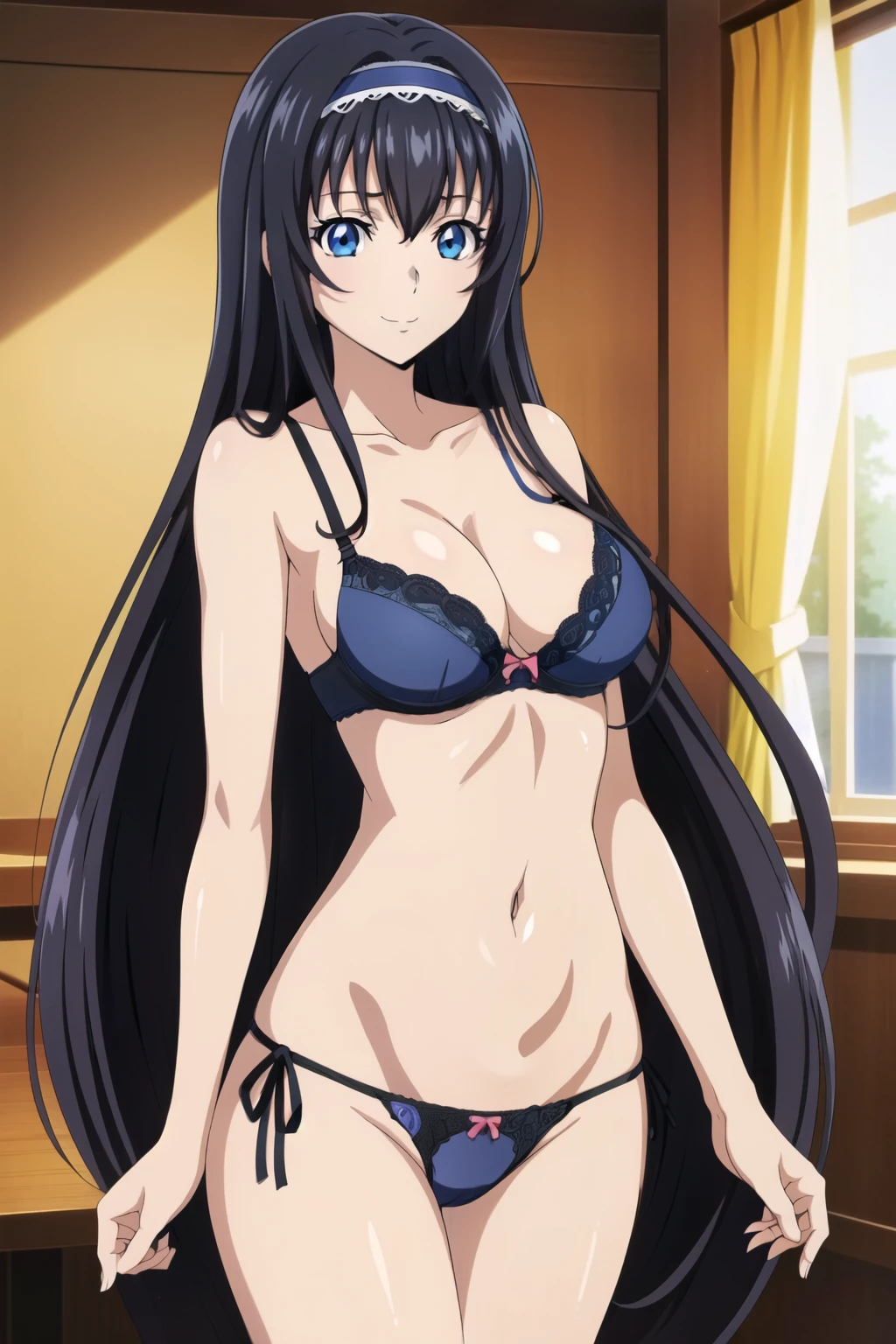 sakurajima mai, mai-san, (masterpiece), black bra, black panties, 1girl, solo, (high resolution)