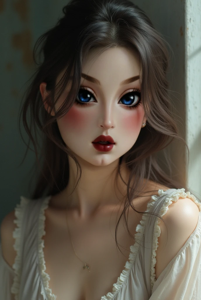 arafed femme pleinement , fille sexy aux yeux marrons, ultra realistic, Meticulously detailed, Portrait de Sophie Mudd, cheveux bruns et grands yeux, selfie d&#39;une jeune femme, The eyes of Dubai, violette myers, sans maquillage, maquillage naturel, regarder directement la caméra, visage avec artgram, maquillage subtil, superbe photo de tout le corps debout dans un miroir, dans la chambre, Medium to large bust