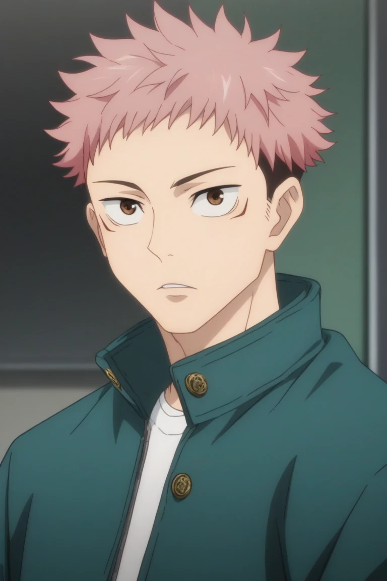  result_9,  result_8_higher,  result_7_higher,  result_6_higher,  result_5_higher,  result_4_higher, BREAK المصدر_Anime, Anime screencap,  looks at the viewer, higherper body, ,  1 boy , Alone, Male focus, Yuuji_itadori, pink hair, brown eyes, short hair, I realized ,  jagged hair ,  like myself , , , 