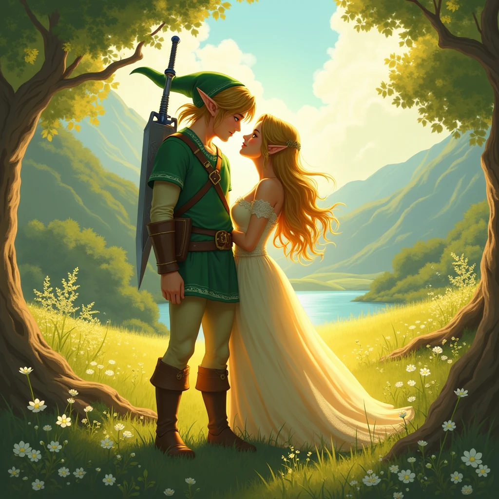 Young muscular link next to Zelda very beautiful