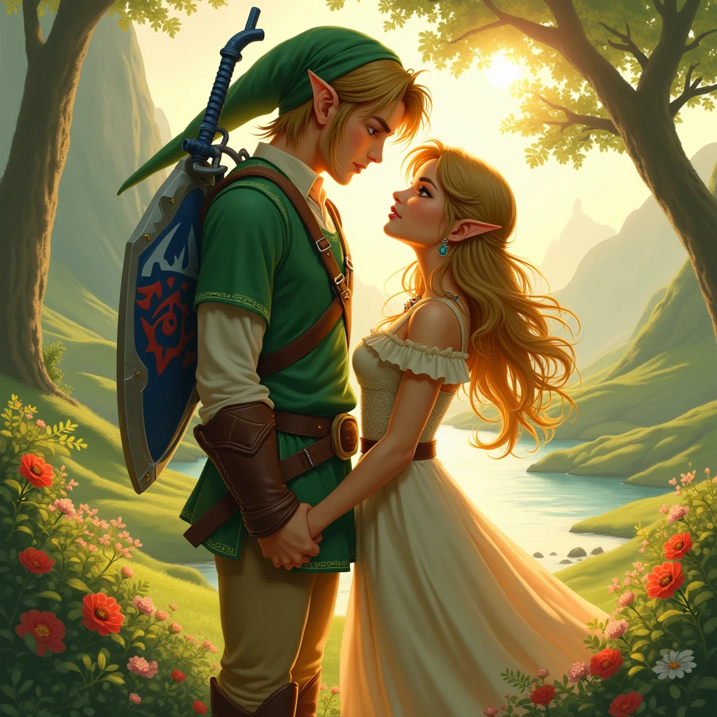 Young muscular link next to Zelda very beautiful