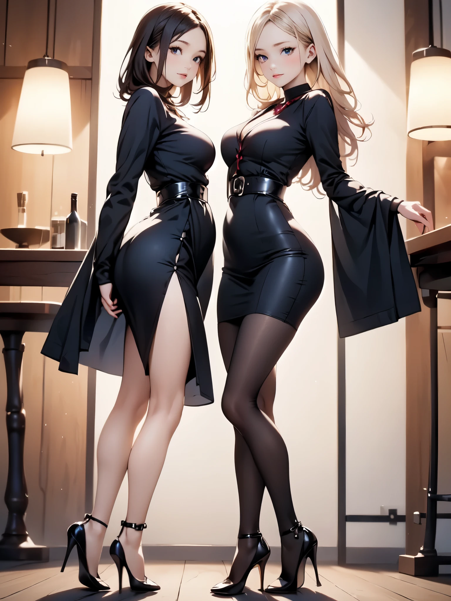 ((Biologically correct limb count))、((Full Body Shot, Full-body photo including face、Head to toe photos))、4K、masterpiece、((Focus on the face))、((Symmetrical facial features))、Eyes of meticulous depiction、beautiful woman、Excellent style、（(Black latex tights、Latex long skirt、Leather jacket、High heels with anklets)）、Detailed Description、Open the door、Looking up、Close-up photo of the whole body、bedroom