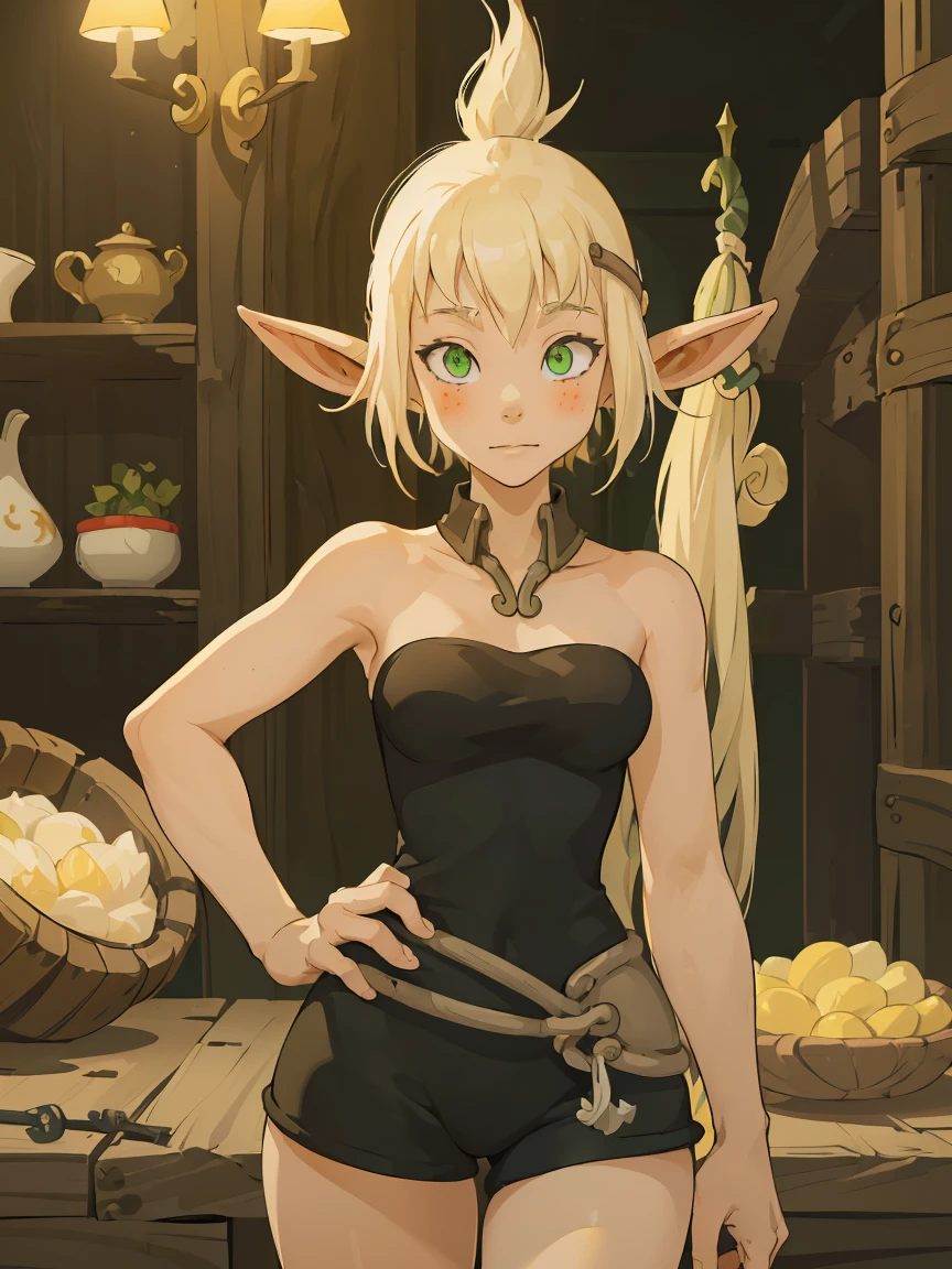 ((ultra qualité)), ((chef-d'œuvre)), Evangelyne - Dédiée, dans le style de Wakfu, ((cheveux blonds courts, coiffure d'Evangelina)), (beau visage), (belles lèvres féminines), (longues oreilles elfiques), charmant, ((expression faciale sexy)), regarde la caméra, yeux légèrement ouverts, (couleur de peau blanche), (peau blanche), reflets sur le corps, ((détaillée belle femme yeux)), ((yeux vert foncé)), (lèvres féminines juteuses), (eye-liner foncé), (belles mains féminines), ((figure féminine idéale)), corps féminin idéal, taille magnifique, de magnifiques cuisses, Belles poitrines moyennes, ((Subtile et belle)), sexy s'assoit (Gros plan sur le visage), (vêtements noirs Evangelyne - saison 1 de Wakfu, vêtements de la première saison de la série animée, haut blanc) contexte: la forêt, ((Profondeur de champ)), ((image claire de haute qualité)), (détails clairs), ((Détail élevé)), réalistement, séance photo professionnelle, ((Mise au point claire)), anime