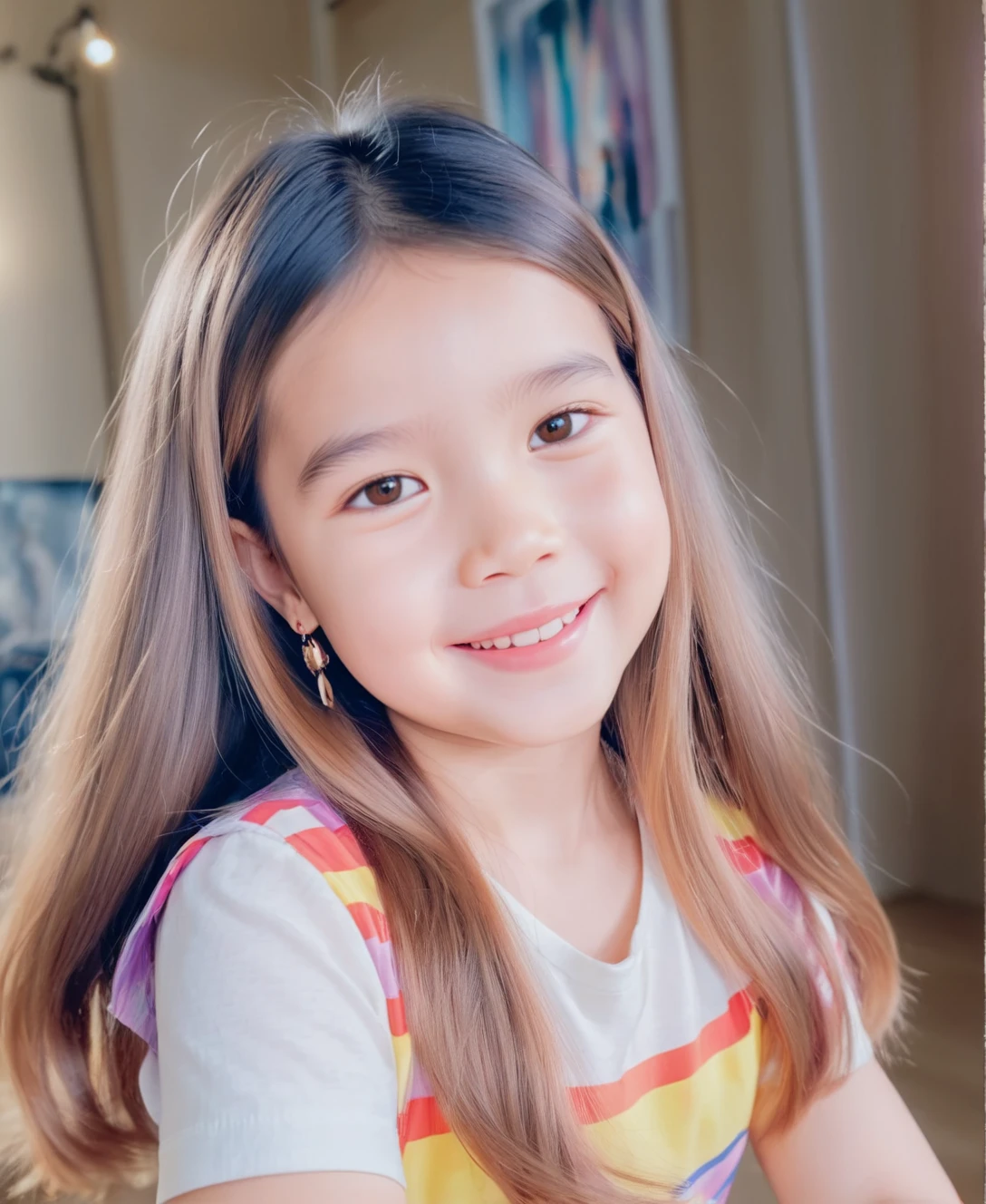 Children 10 years old、1 Beautiful girl、So cute、White T-shirt