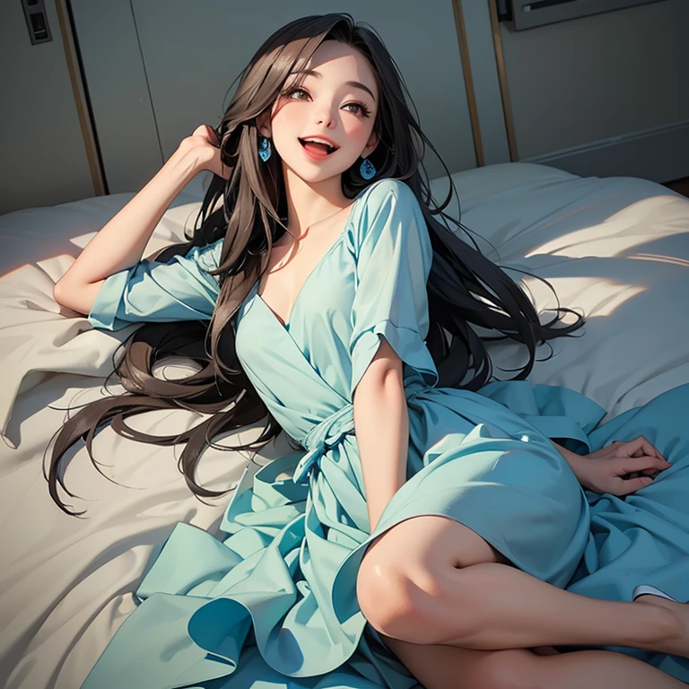 One of them is wearing a green skirt、Lie down in bed，With his eyes closed，cartoon image, closeup portrait, 宮 ，Chinese furniture， A girl in Hanfu, floating robe,wearing a long flowing robe, floating robe, Inspired by Qiu Ying, Ancient Chinese maid, ((wearing aristocrat robe))，Chinese furniture，Luxury，