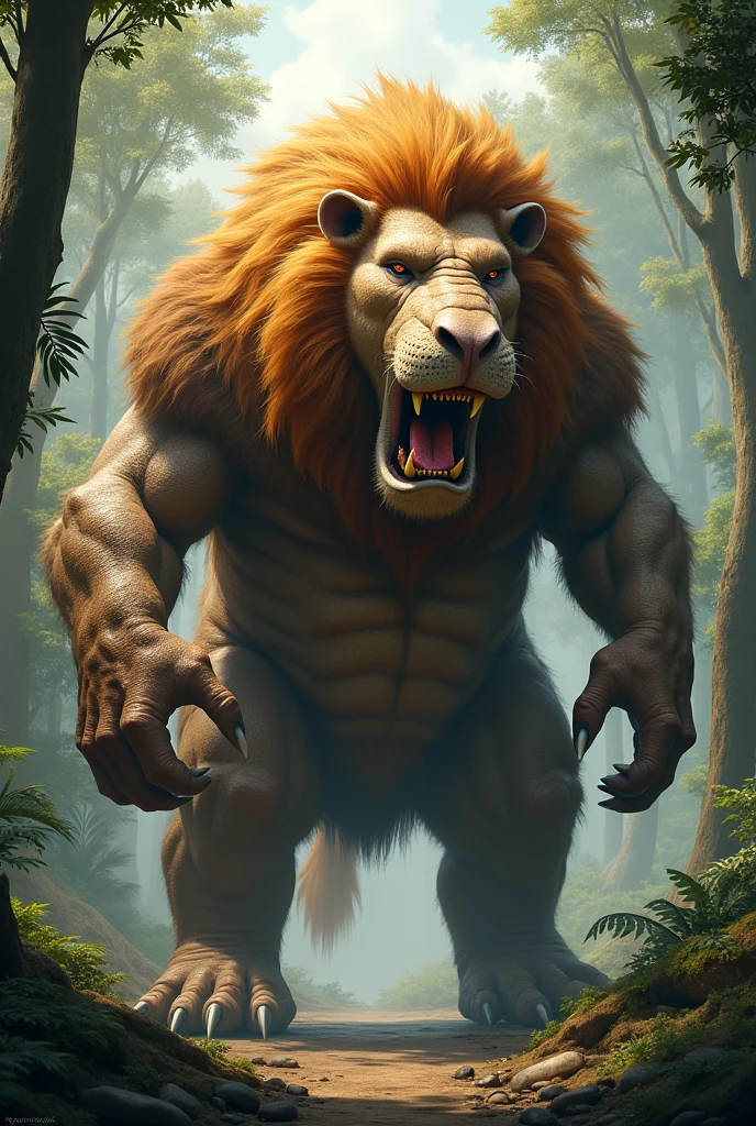 (photorealism:1.2), POV of a sexy furry fat lion with Big breasts and pennis, trying to eat me. Realistic