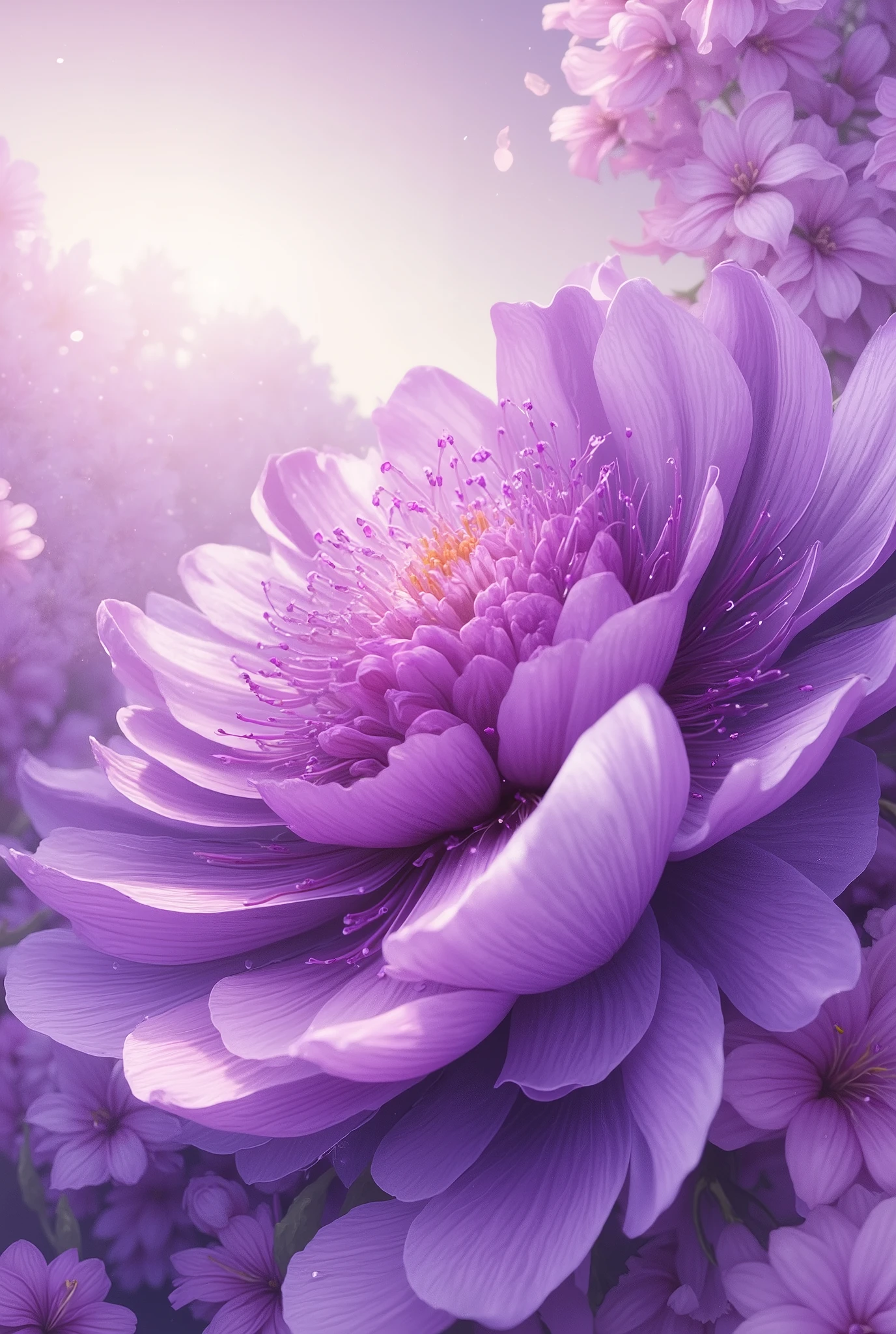 Beautiful Purple Peony Flower Very Detailed and Beautiful, with a beautiful background,  masterpiece fails, 8 k,  complex details ,  best quality ,  maximum details , Wonderful, perfect, 