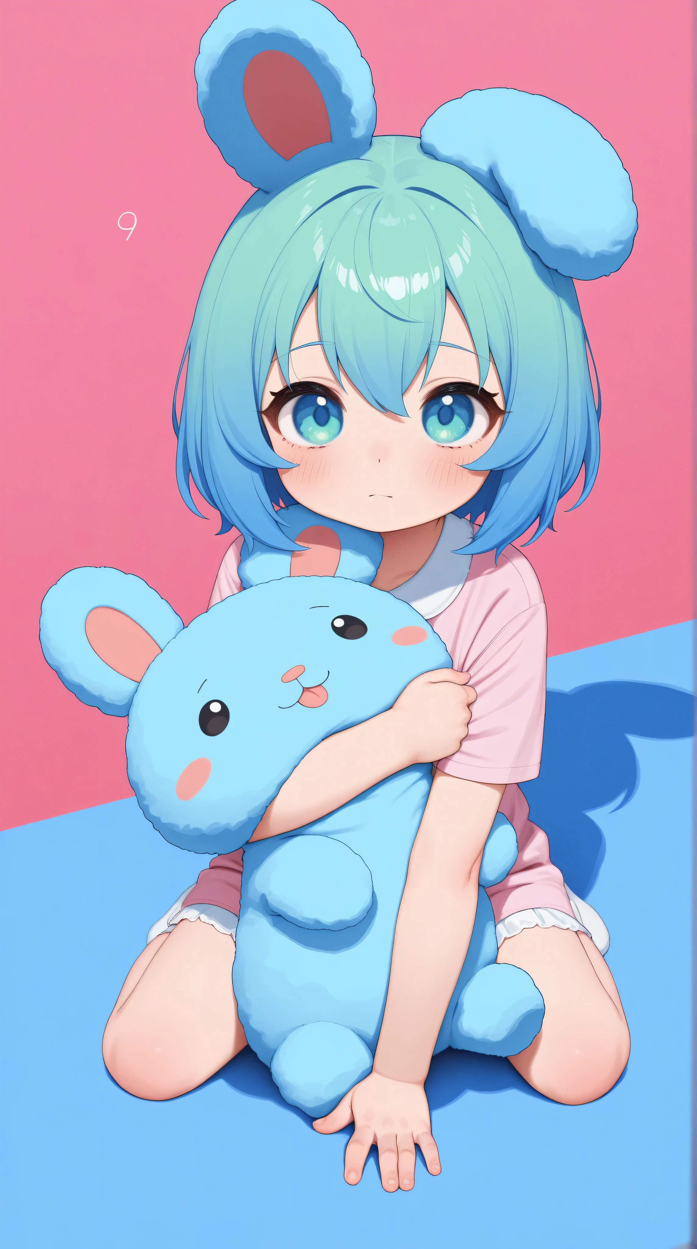 Kizi,Highly detailed, Amazing work,Vitreous luster,((clean backdrop)),In pink,(((blue colors))),green color,red colour,Best quality at best,clean backdrop, cute, kawaii,