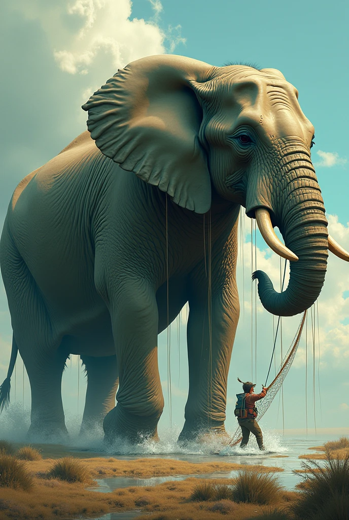 A baby enjoying a elephant ride, white magical elephant wearing ornaments, moving on sky