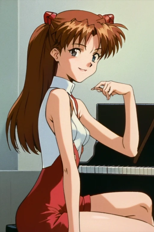 (( top quality)), ((masterpiece)), (be familiar with), perfect face, indoor, bedroom,  Watching Viewers ,
One woman,  Soryu Asuka Langley ,
開いた口,  ecstatic expression beside the piano, blush, smile,
 small tits,  flat chest, Young girl, Lori,  s,  girl,
 long hair,  two side up,
Leg spread,