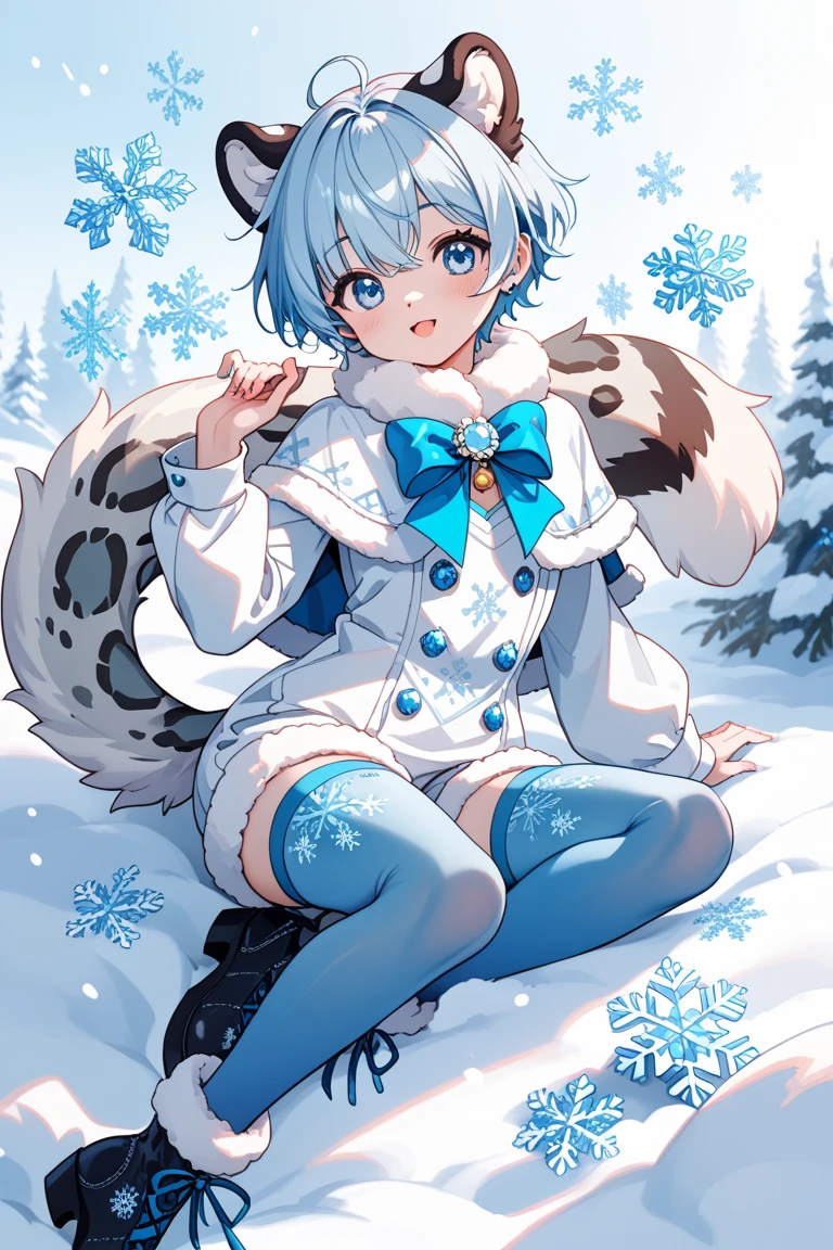 girl, snow leopard, furry, bodyfur, tail, camisole, bottomless, gloves, boots, chibi, sparkling eyes, some perfect pussy, handjob