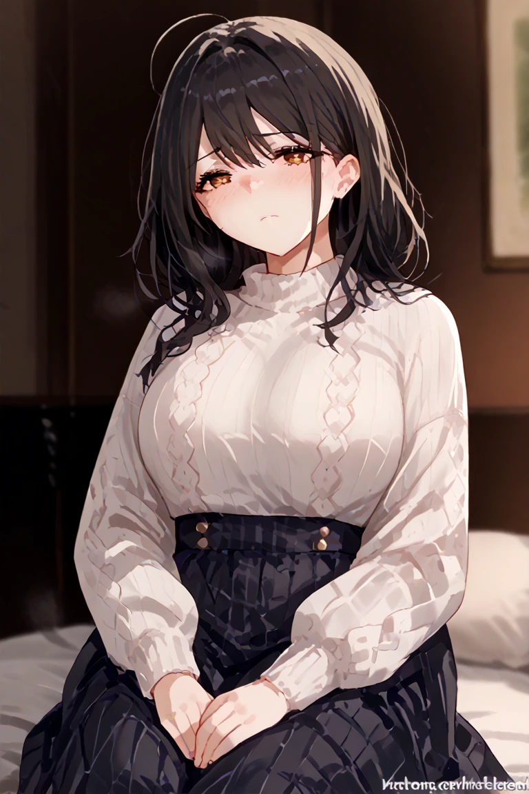 Lustful Girl, gothic dress, Estrus girl, Solo, Twin-tailed, Shirt, Thigh strap, Bag, Long sleeves, Black shirt、skirt rift、masturbation、sneaking、White underwear、Sheer underwear、nsfw